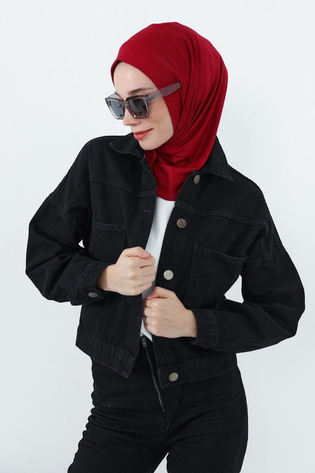 Practical Cotton Bonnet with Built-In Neck Cover and Ear Access, Full-Coverage Hijab Bonnet with Ear Access Points,BE-TG-B-94 Maroon