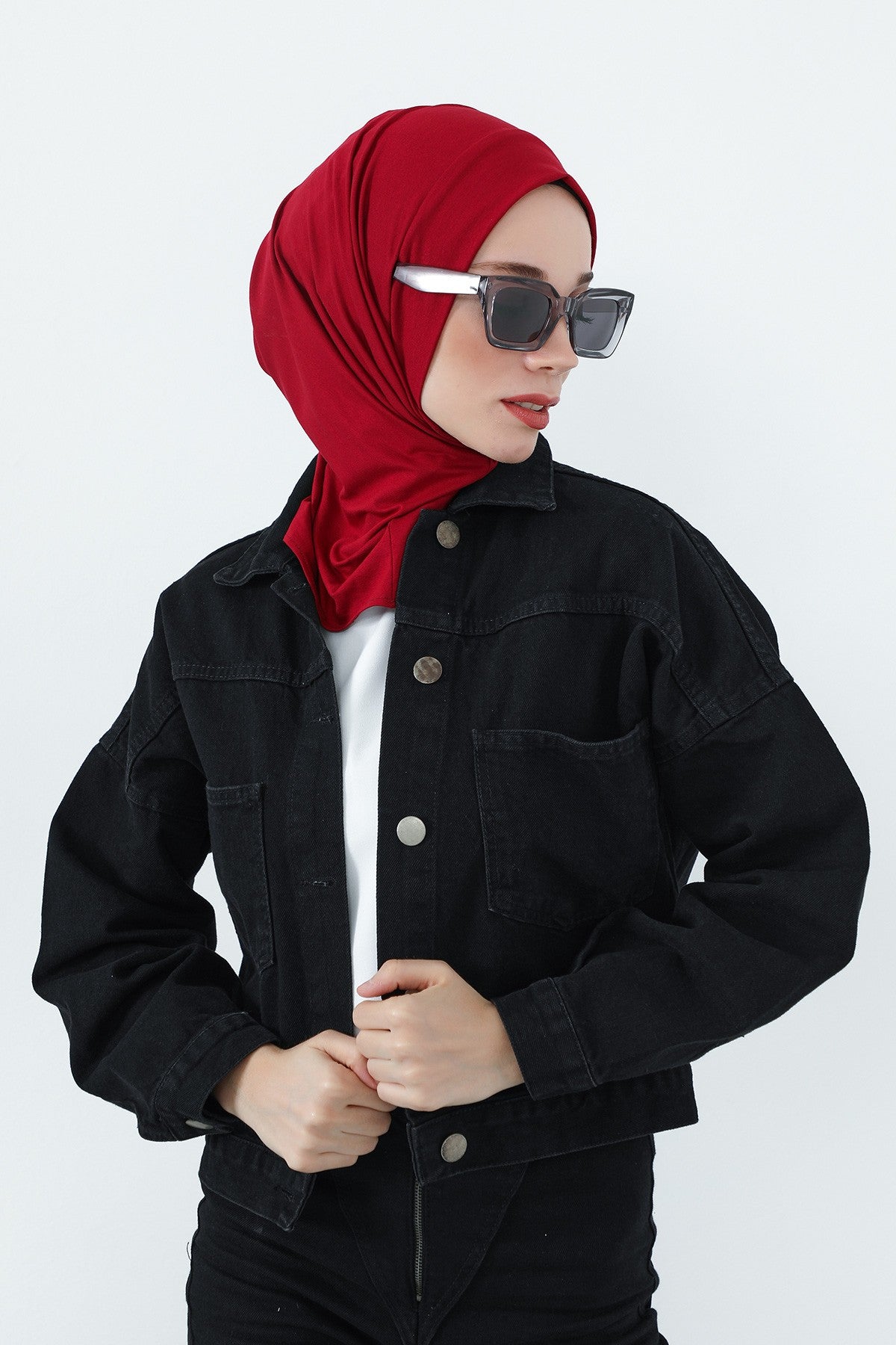 Practical Cotton Bonnet with Built-In Neck Cover and Ear Access, Full-Coverage Hijab Bonnet with Ear Access Points,BE-TG-B-94 Maroon