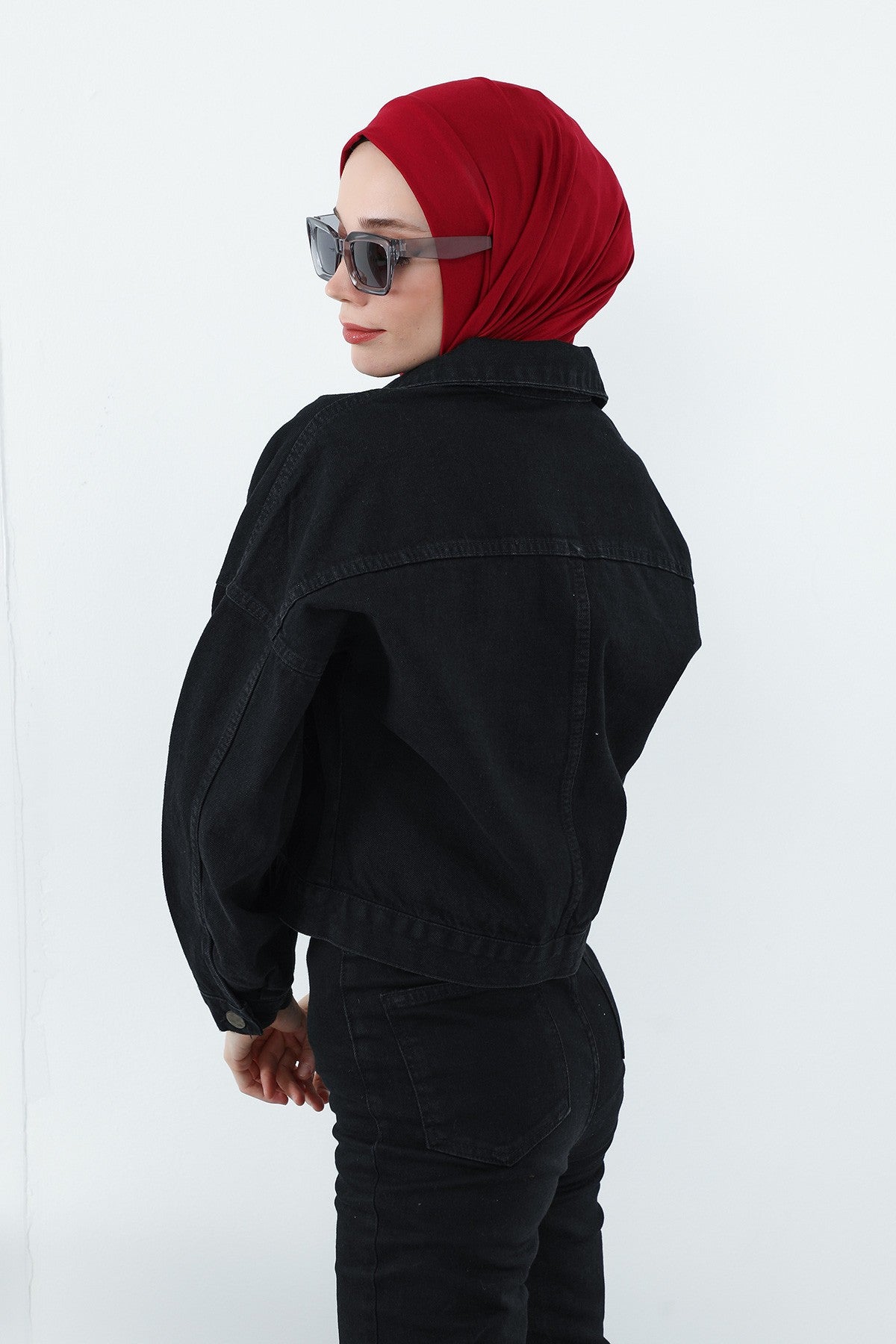 Practical Cotton Bonnet with Built-In Neck Cover and Ear Access, Full-Coverage Hijab Bonnet with Ear Access Points,BE-TG-B-94 Maroon