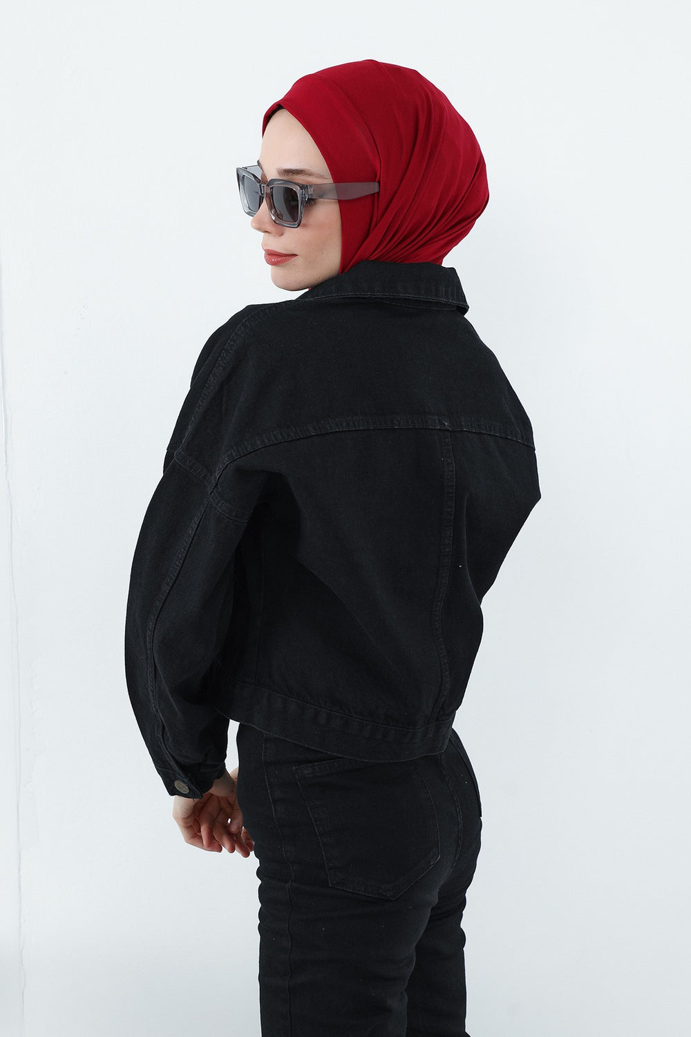 Practical Cotton Bonnet with Built-In Neck Cover and Ear Access, Full-Coverage Hijab Bonnet with Ear Access Points,BE-TG-B-94 Maroon