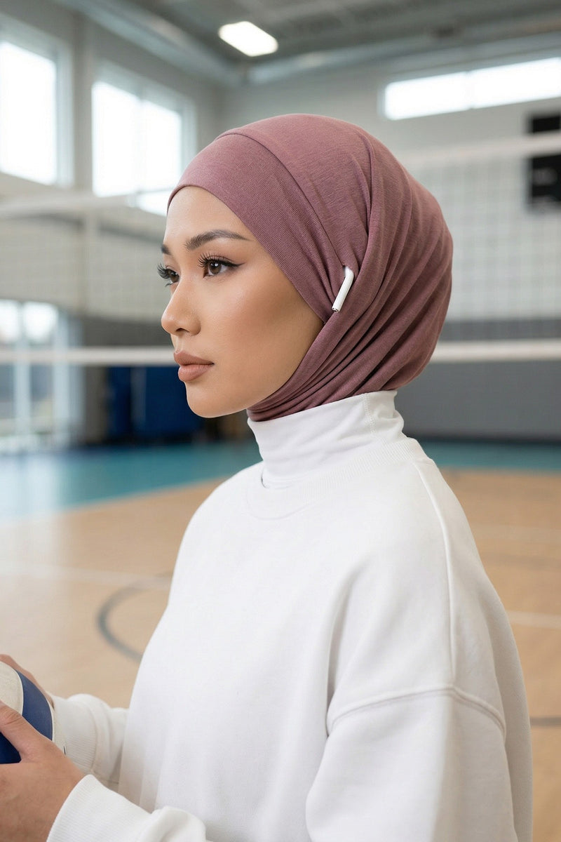 Practical Cotton Bonnet with Built-In Neck Cover and Ear Access, Full-Coverage Hijab Bonnet with Ear Access Points,BE-TG-B-94
