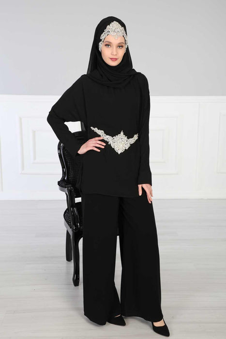 Practical Instant Chiffon Shawl with Elegant Stone Accessories Bridal, Wedding Hijab Modesty Turban Cap,CPS-504