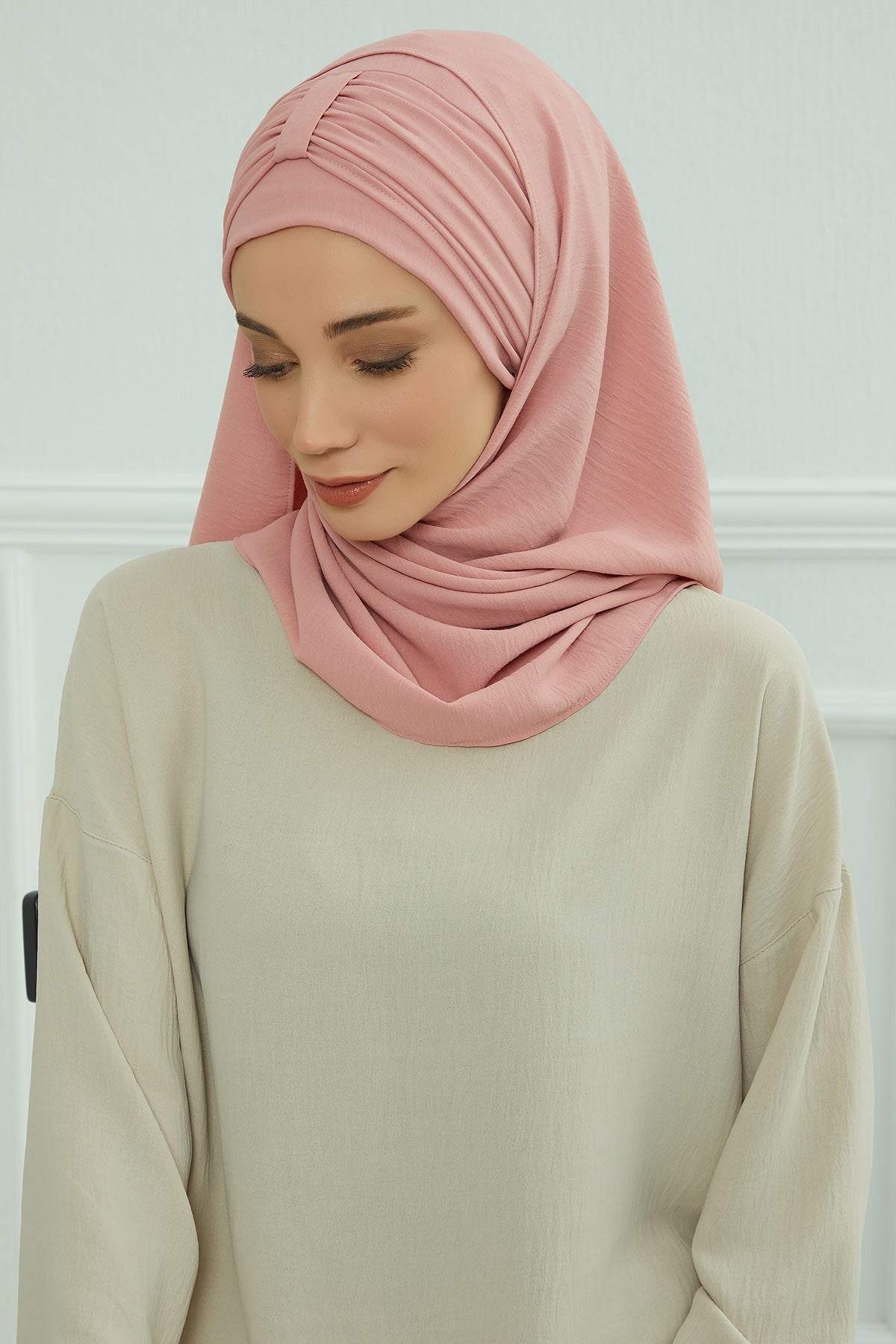 Practical Stylish Aerobin Shawl for Women, Effortless Aerobin Instant Shawl, Breathable Pleated Women Shawl Headscarf Lightweight,CPS-91 Pink