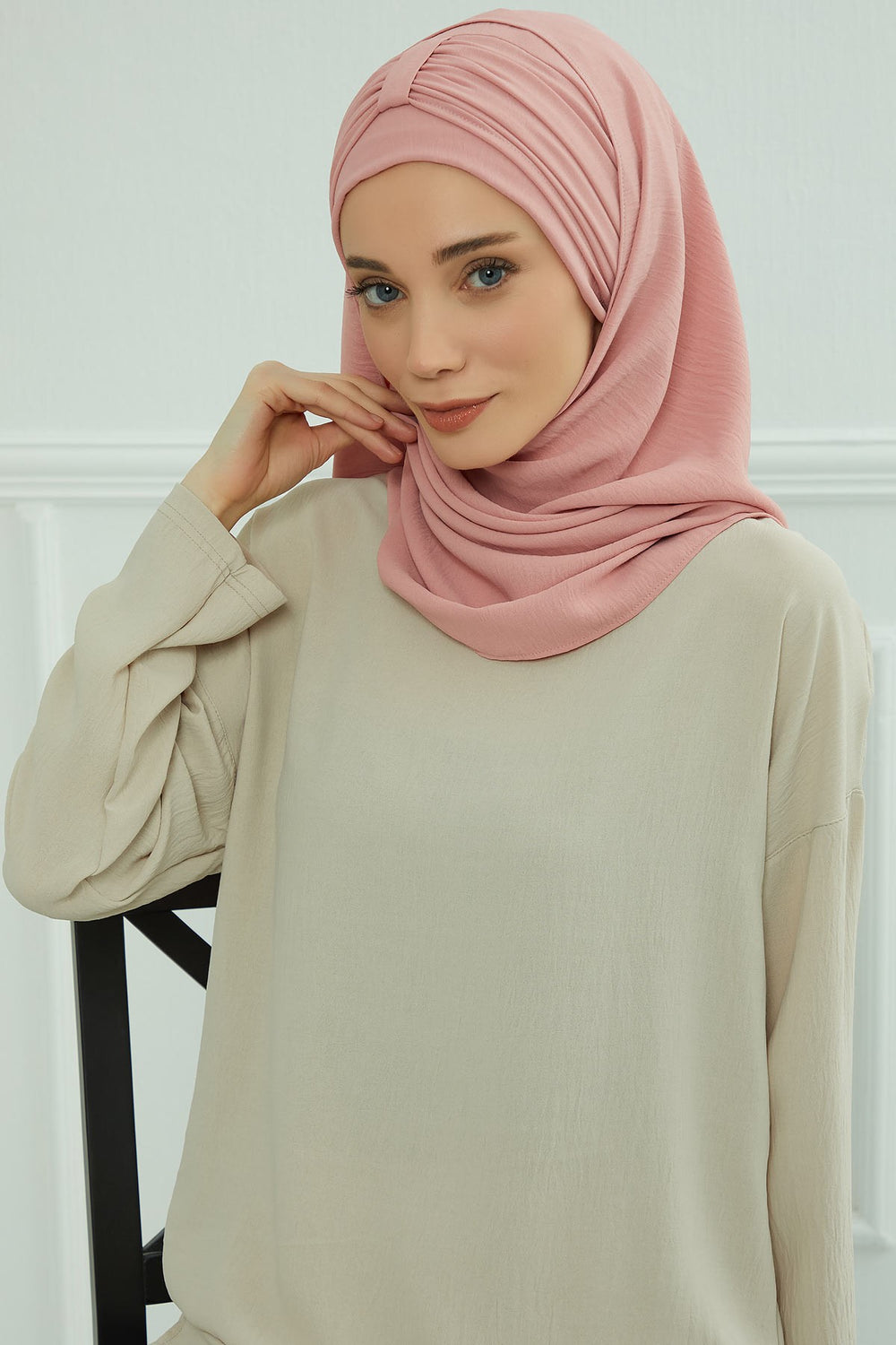 Practical Stylish Aerobin Shawl for Women, Effortless Aerobin Instant Shawl, Breathable Pleated Women Shawl Headscarf Lightweight,CPS-91 Pink