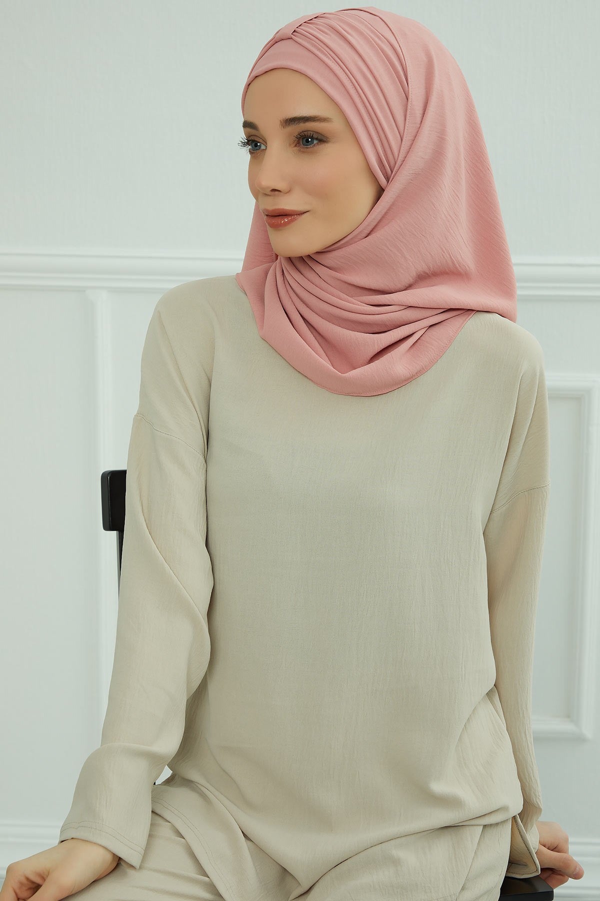 Practical Stylish Aerobin Shawl for Women, Effortless Aerobin Instant Shawl, Breathable Pleated Women Shawl Headscarf Lightweight,CPS-91 Pink