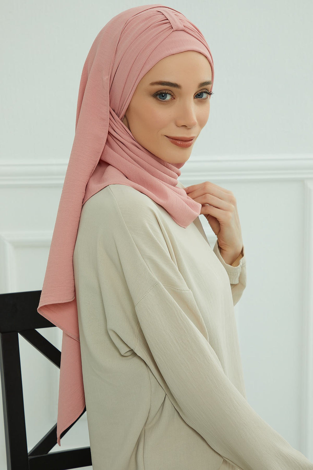 Practical Stylish Aerobin Shawl for Women, Effortless Aerobin Instant Shawl, Breathable Pleated Women Shawl Headscarf Lightweight,CPS-91 Pink