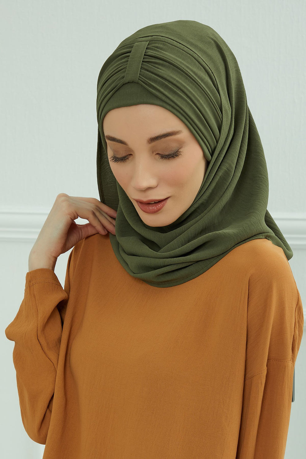 Practical Stylish Aerobin Shawl for Women, Effortless Aerobin Instant Shawl, Breathable Pleated Women Shawl Headscarf Lightweight,CPS-91 Army Green