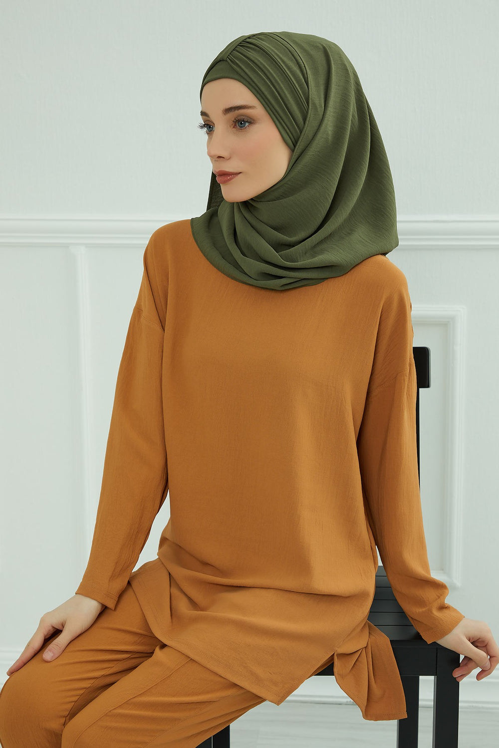 Practical Stylish Aerobin Shawl for Women, Effortless Aerobin Instant Shawl, Breathable Pleated Women Shawl Headscarf Lightweight,CPS-91 Army Green