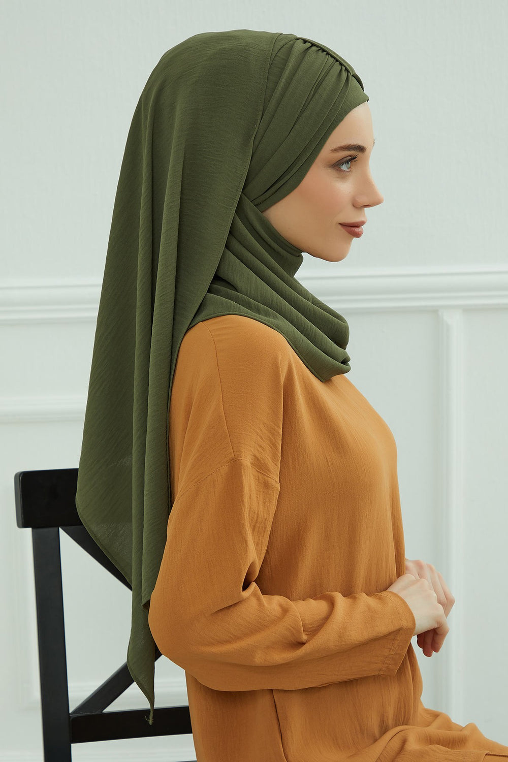 Practical Stylish Aerobin Shawl for Women, Effortless Aerobin Instant Shawl, Breathable Pleated Women Shawl Headscarf Lightweight,CPS-91 Army Green