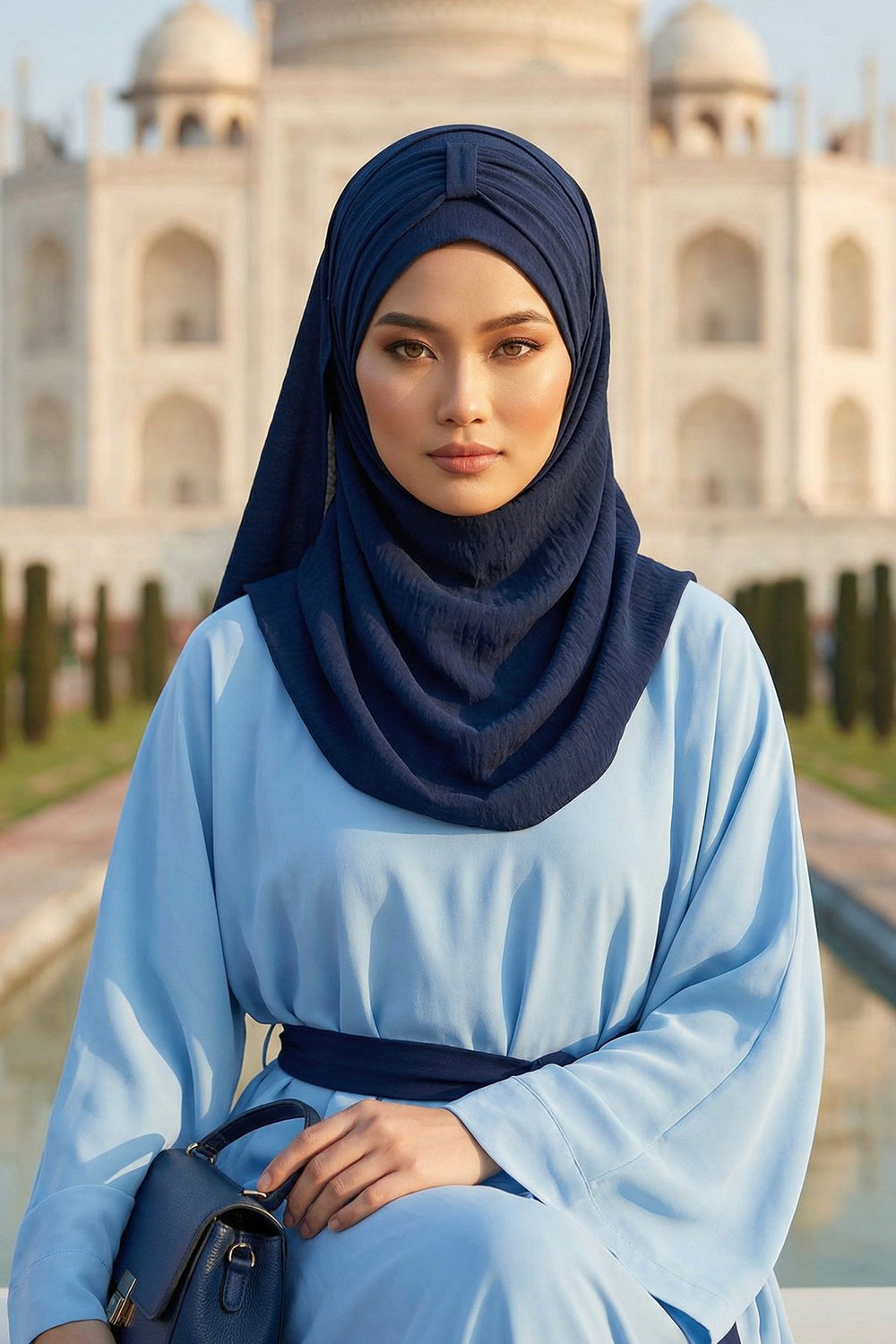 Practical Stylish Aerobin Shawl for Women, Effortless Aerobin Instant Shawl, Breathable Pleated Women Shawl Headscarf Lightweight,CPS-91 Navy Blue