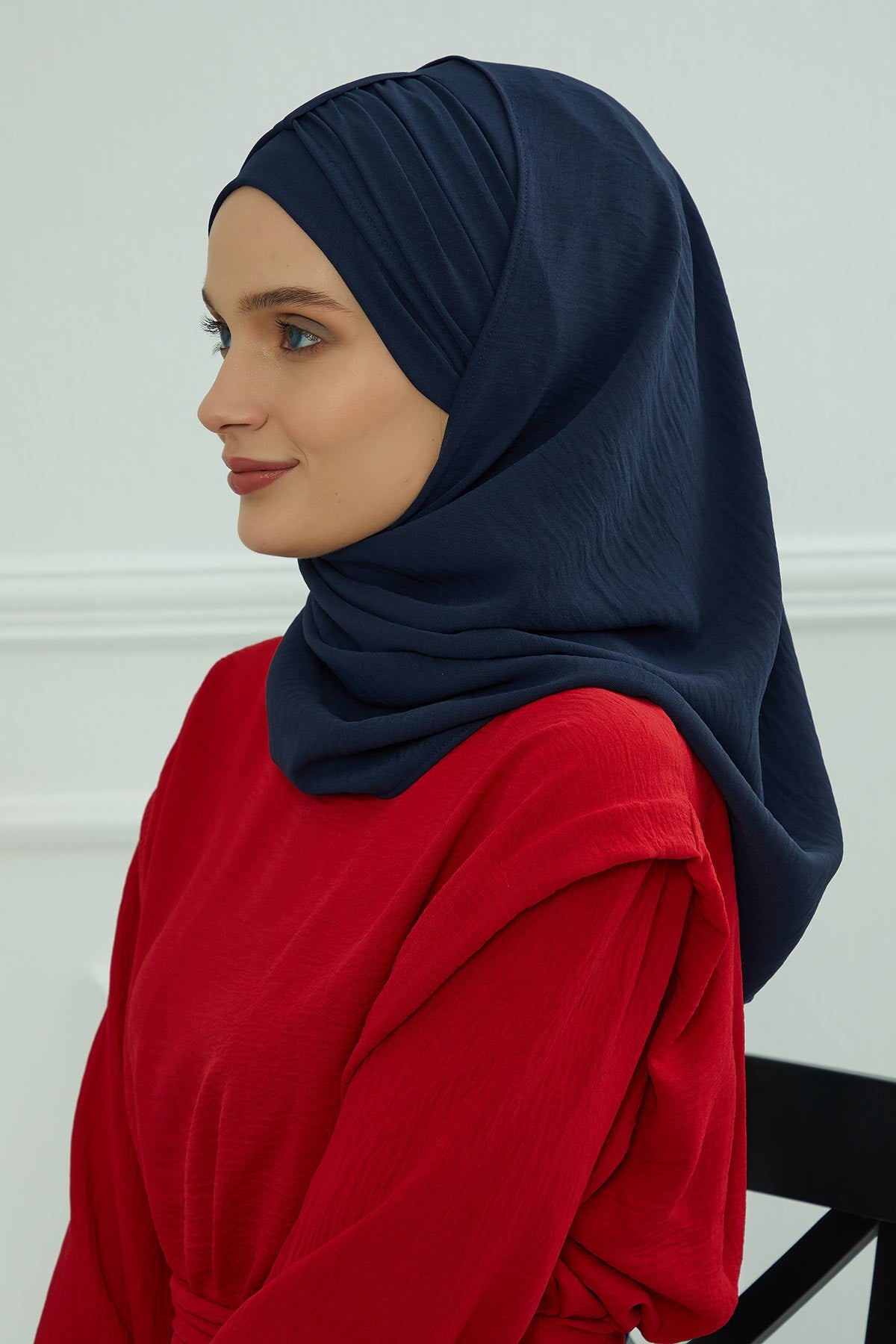 Practical Stylish Aerobin Shawl for Women, Effortless Aerobin Instant Shawl, Breathable Pleated Women Shawl Headscarf Lightweight,CPS-91 Navy Blue