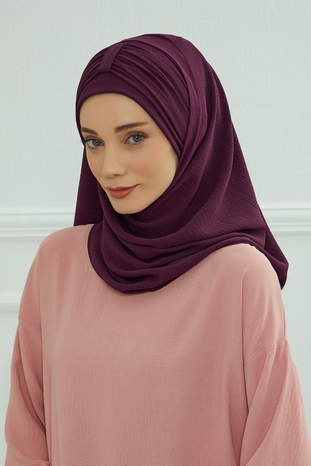 Practical Stylish Aerobin Shawl for Women, Effortless Aerobin Instant Shawl, Breathable Pleated Women Shawl Headscarf Lightweight,CPS-91 Purple