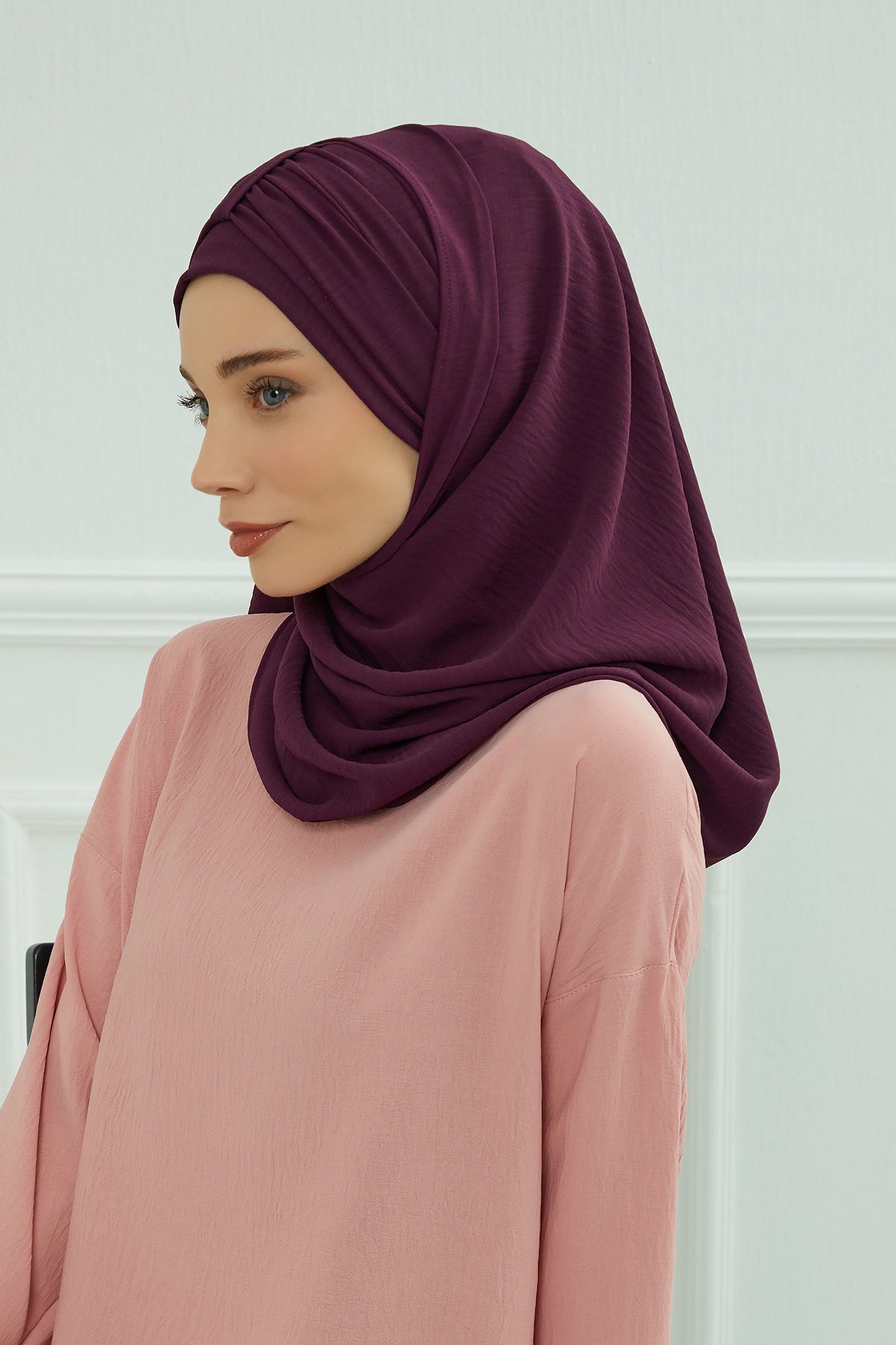 Practical Stylish Aerobin Shawl for Women, Effortless Aerobin Instant Shawl, Breathable Pleated Women Shawl Headscarf Lightweight,CPS-91 Purple