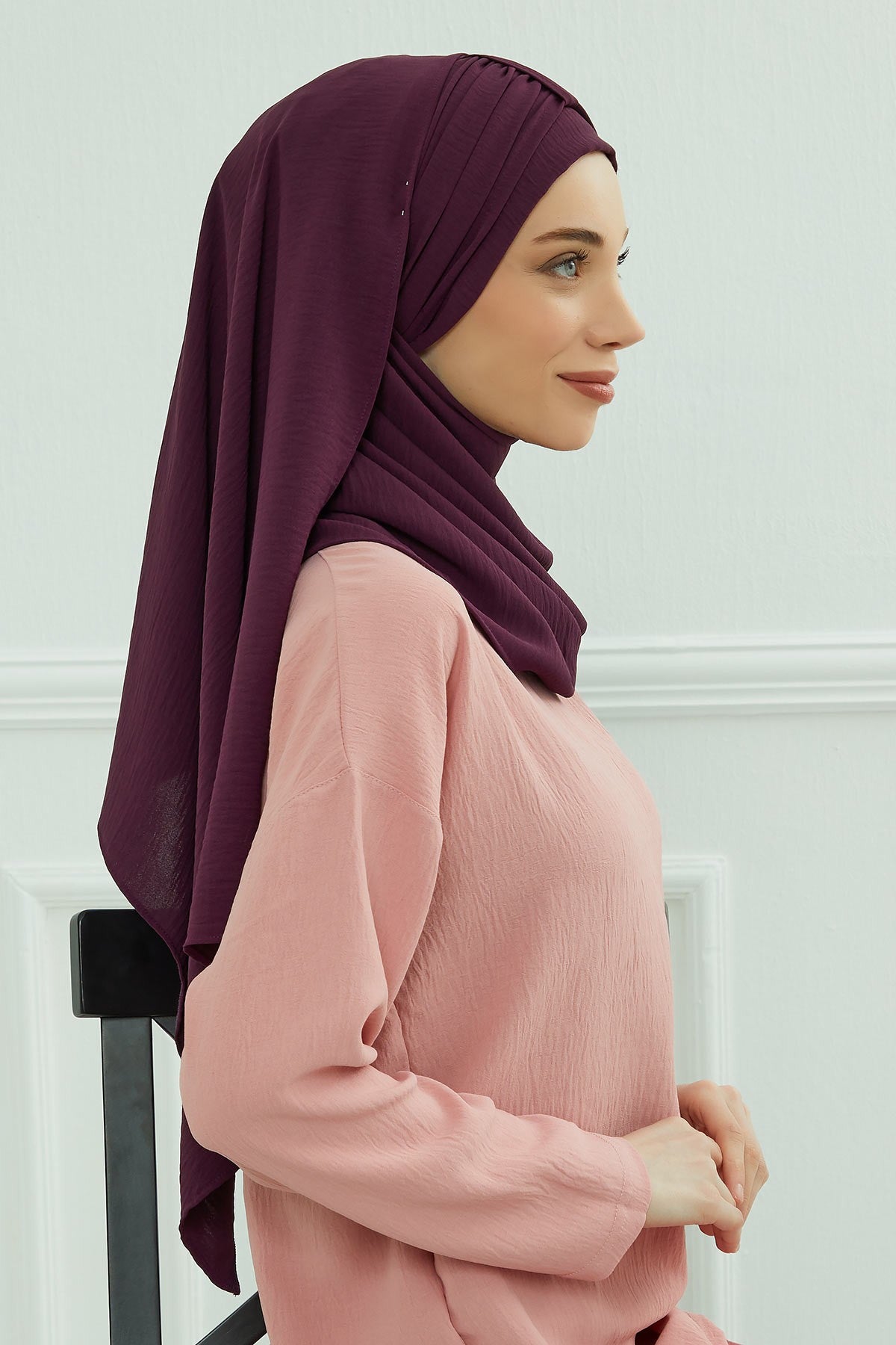 Practical Stylish Aerobin Shawl for Women, Effortless Aerobin Instant Shawl, Breathable Pleated Women Shawl Headscarf Lightweight,CPS-91 Purple