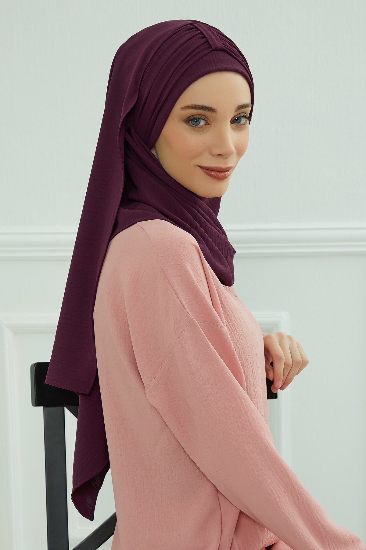 Practical Stylish Aerobin Shawl for Women, Effortless Aerobin Instant Shawl, Breathable Pleated Women Shawl Headscarf Lightweight,CPS-91 Purple