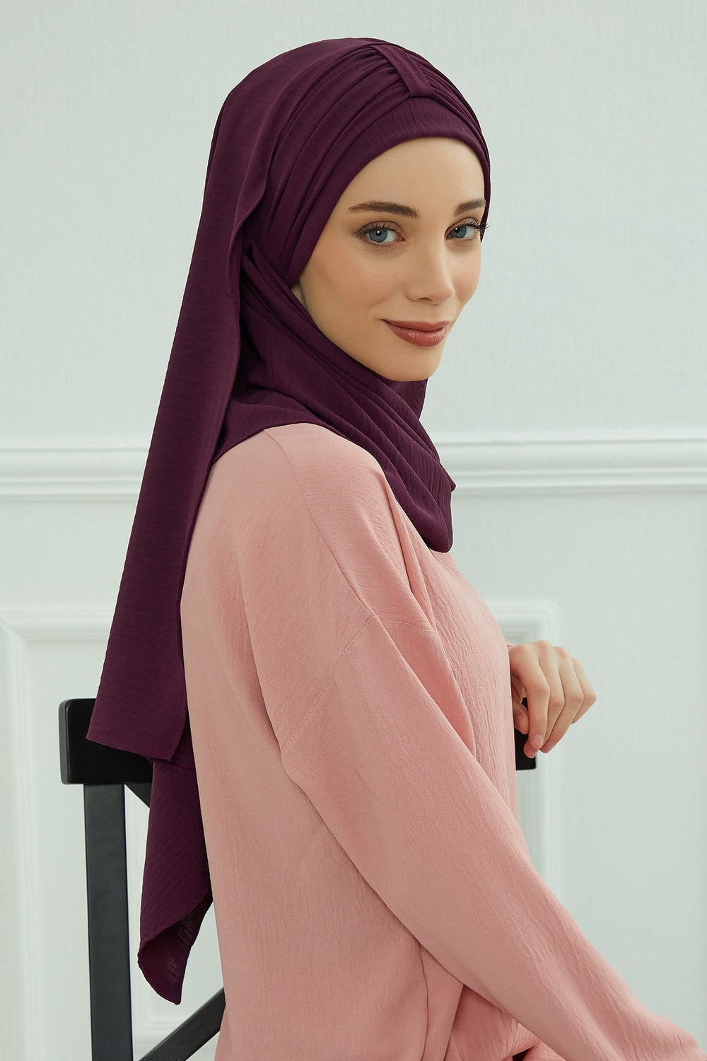 Practical Stylish Aerobin Shawl for Women, Effortless Aerobin Instant Shawl, Breathable Pleated Women Shawl Headscarf Lightweight,CPS-91 Purple