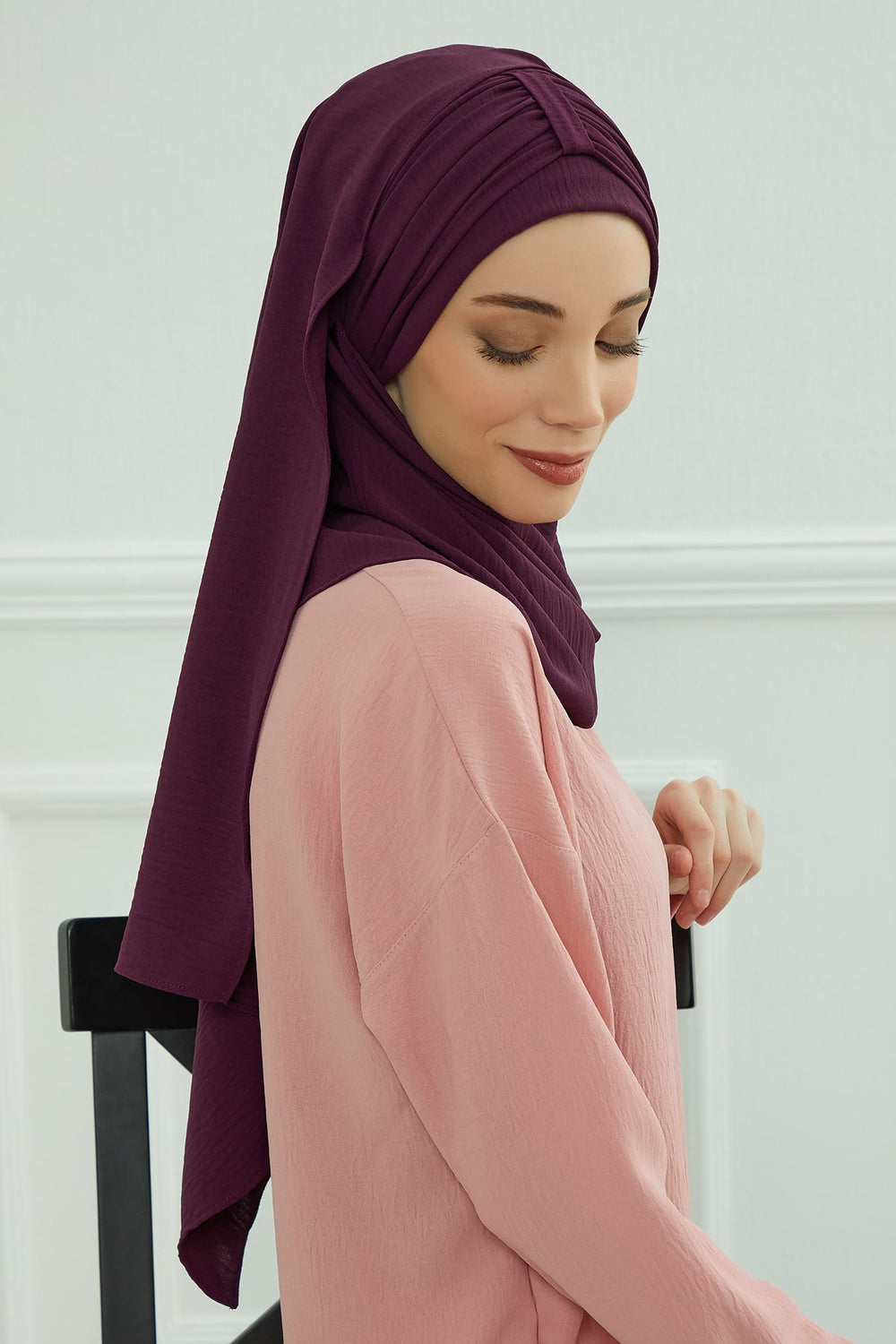 Practical Stylish Aerobin Shawl for Women, Effortless Aerobin Instant Shawl, Breathable Pleated Women Shawl Headscarf Lightweight,CPS-91 Purple