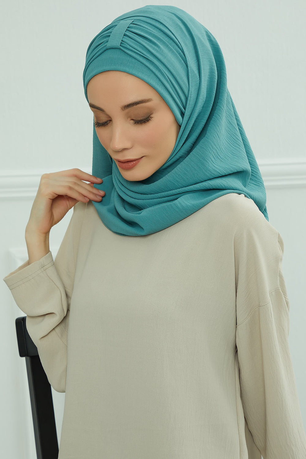 Practical Stylish Aerobin Shawl for Women, Effortless Aerobin Instant Shawl, Breathable Pleated Women Shawl Headscarf Lightweight,CPS-91 Mint Green