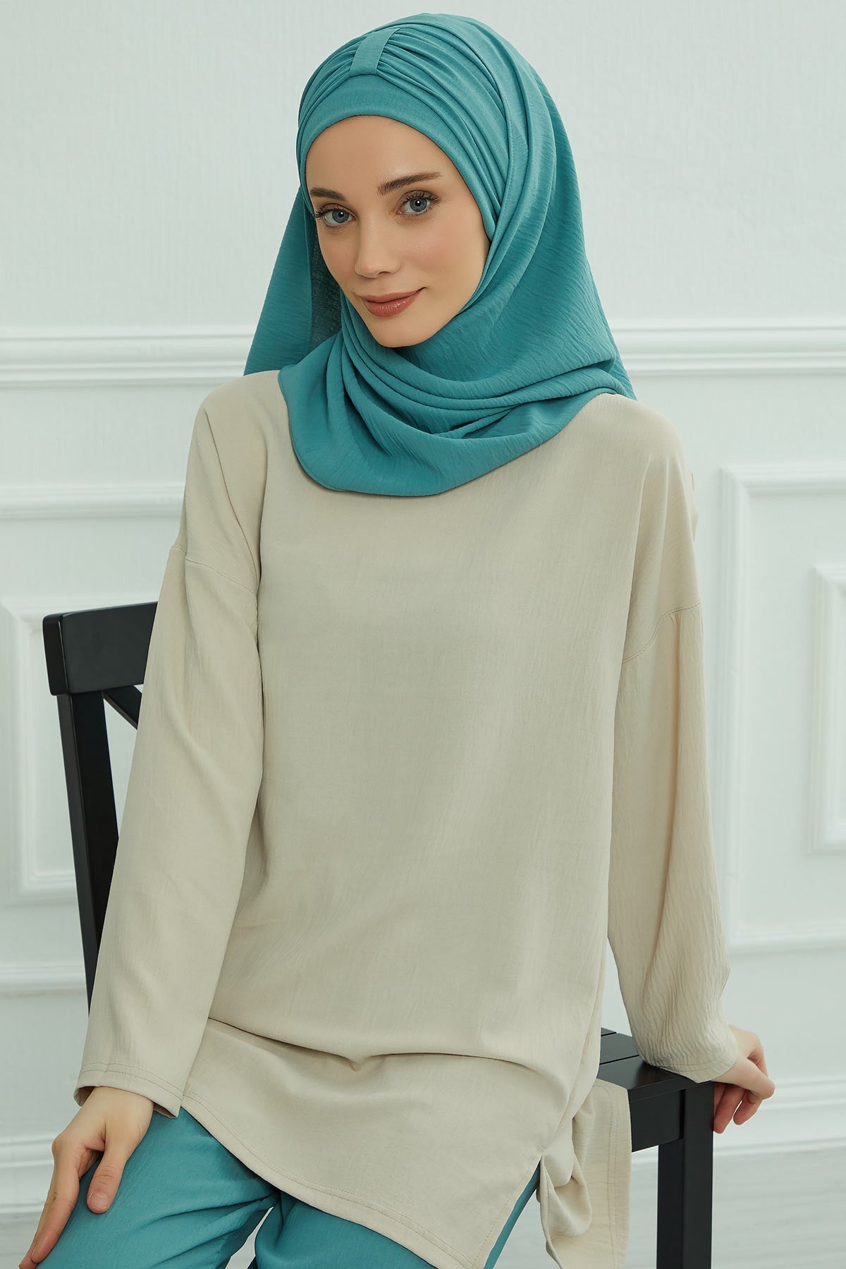 Practical Stylish Aerobin Shawl for Women, Effortless Aerobin Instant Shawl, Breathable Pleated Women Shawl Headscarf Lightweight,CPS-91 Mint Green