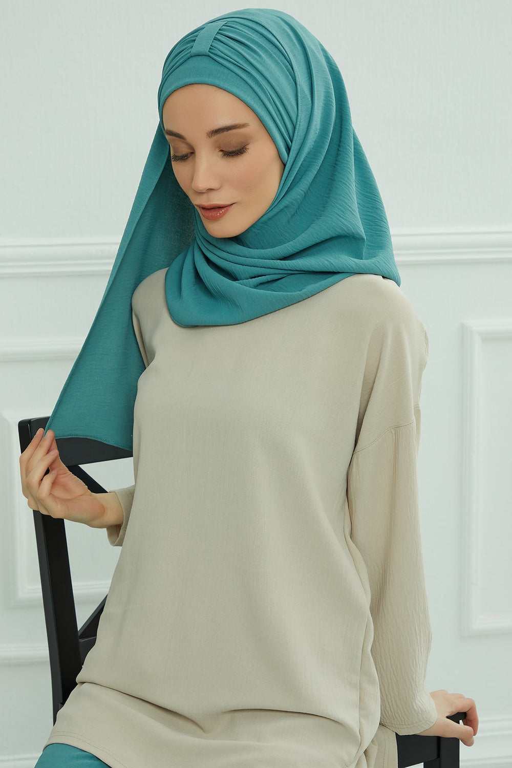 Practical Stylish Aerobin Shawl for Women, Effortless Aerobin Instant Shawl, Breathable Pleated Women Shawl Headscarf Lightweight,CPS-91 Mint Green