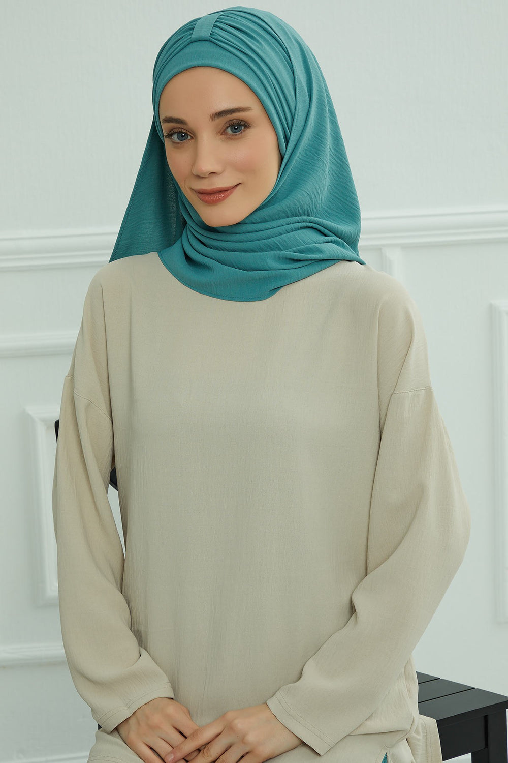 Practical Stylish Aerobin Shawl for Women, Effortless Aerobin Instant Shawl, Breathable Pleated Women Shawl Headscarf Lightweight,CPS-91 Mint Green