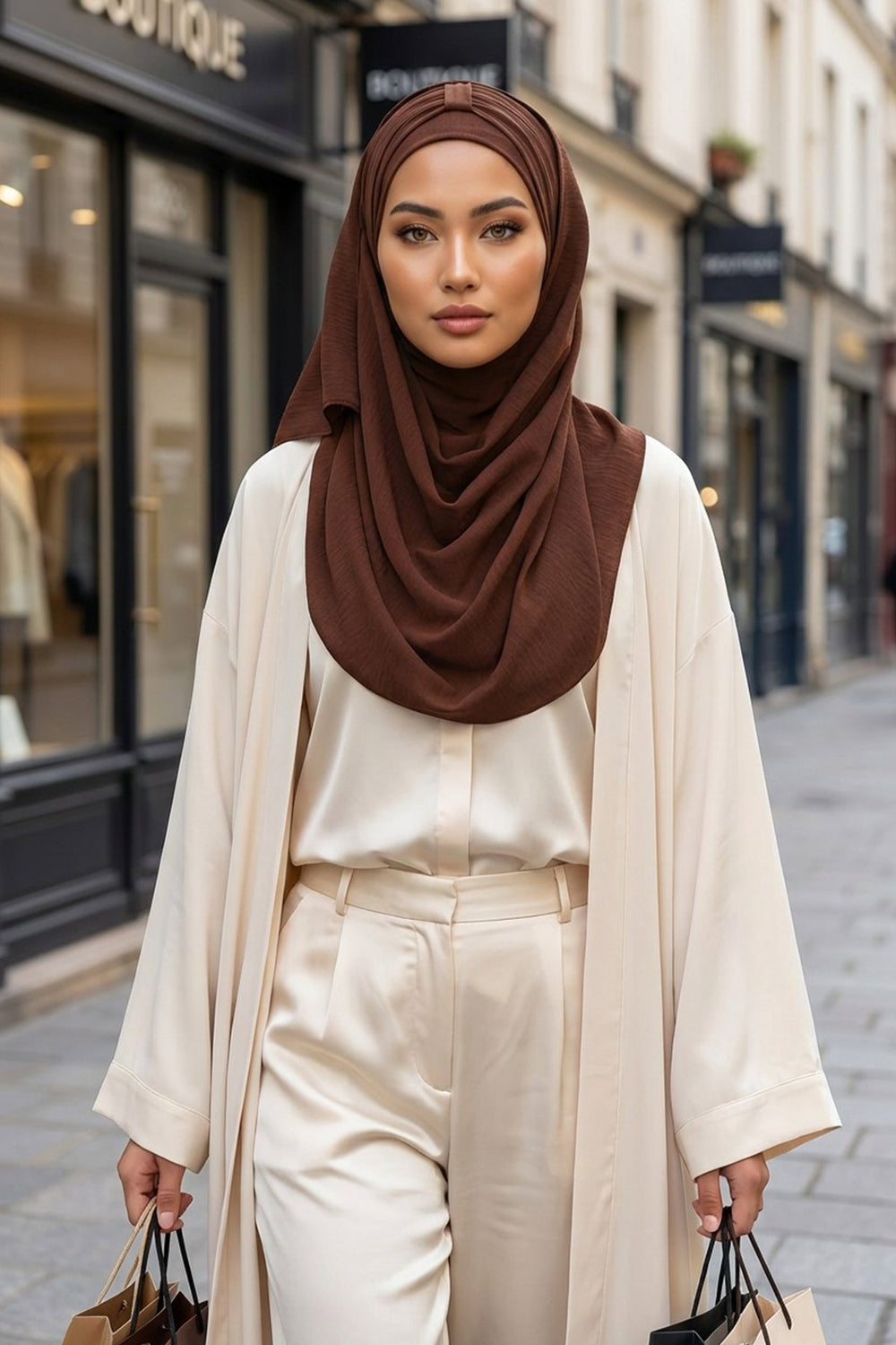 Practical Stylish Aerobin Shawl for Women, Effortless Aerobin Instant Shawl, Breathable Pleated Women Shawl Headscarf Lightweight,CPS-91 Brown