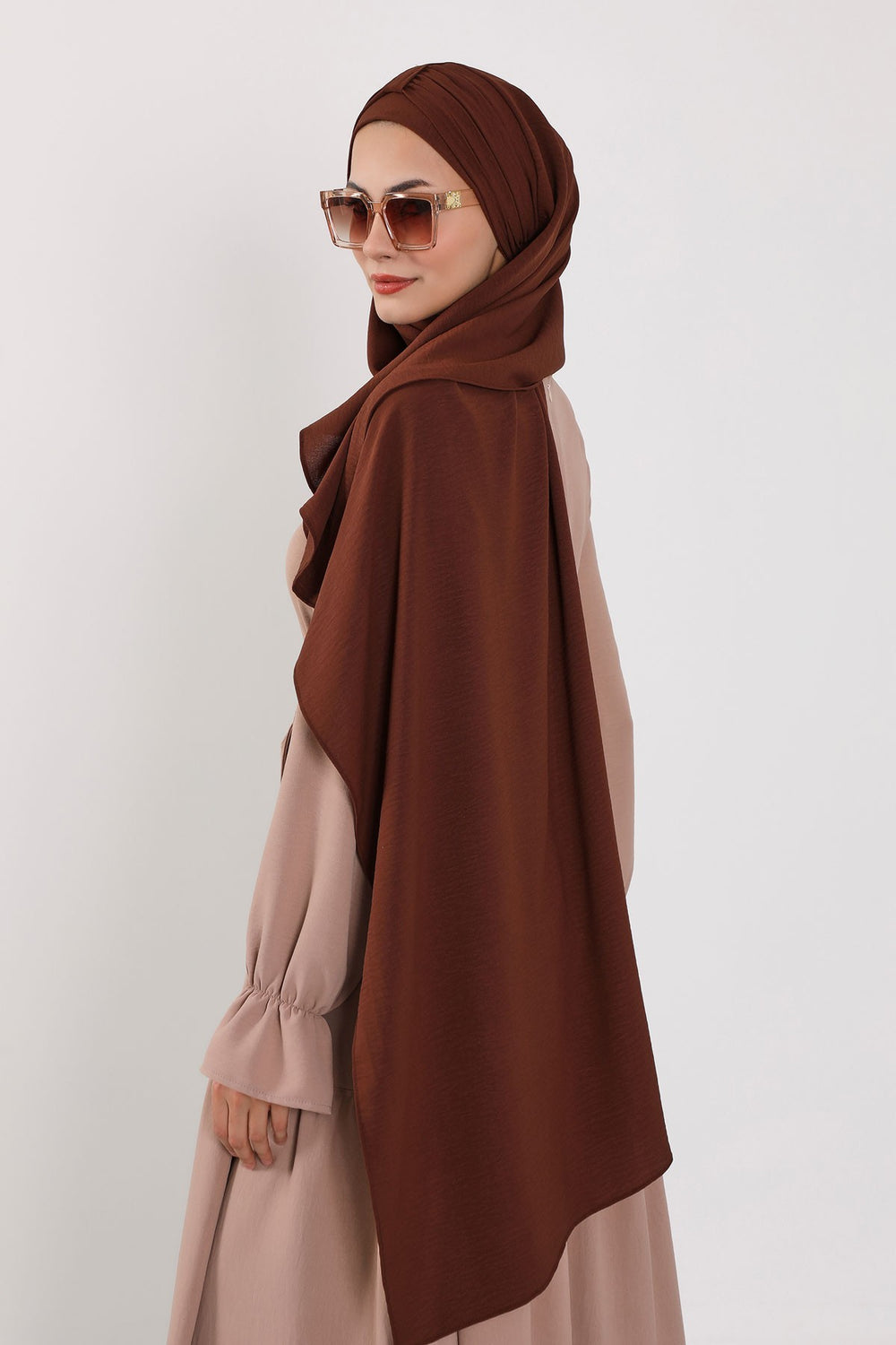 Practical Stylish Aerobin Shawl for Women, Effortless Aerobin Instant Shawl, Breathable Pleated Women Shawl Headscarf Lightweight,CPS-91 Brown