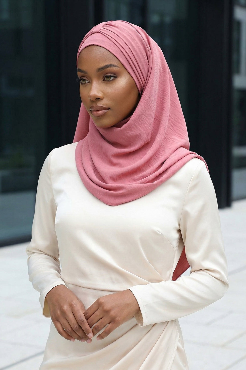 Practical Stylish Aerobin Shawl for Women, Effortless Aerobin Instant Shawl, Breathable Pleated Women Shawl Headscarf Lightweight,CPS-91 Dark Pink