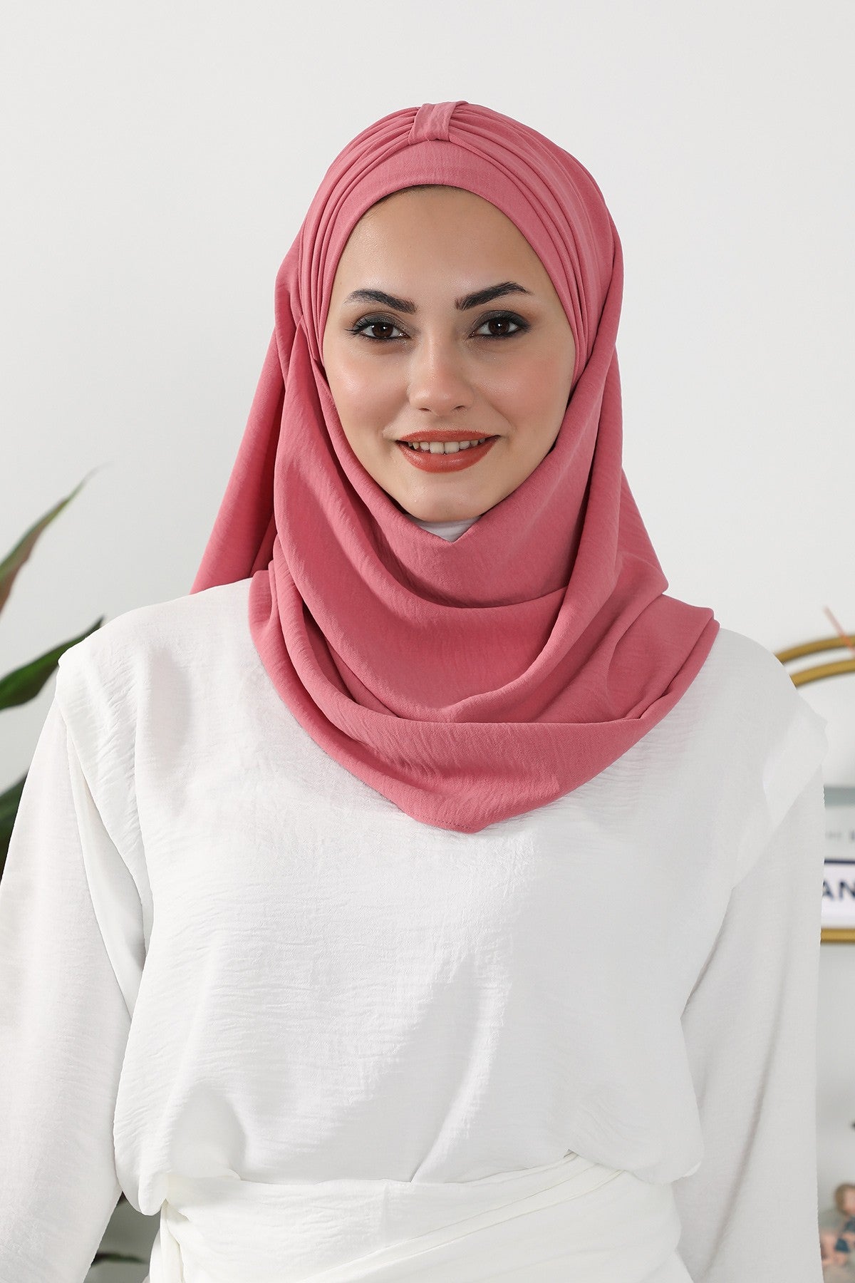 Practical Stylish Aerobin Shawl for Women, Effortless Aerobin Instant Shawl, Breathable Pleated Women Shawl Headscarf Lightweight,CPS-91 Dark Pink