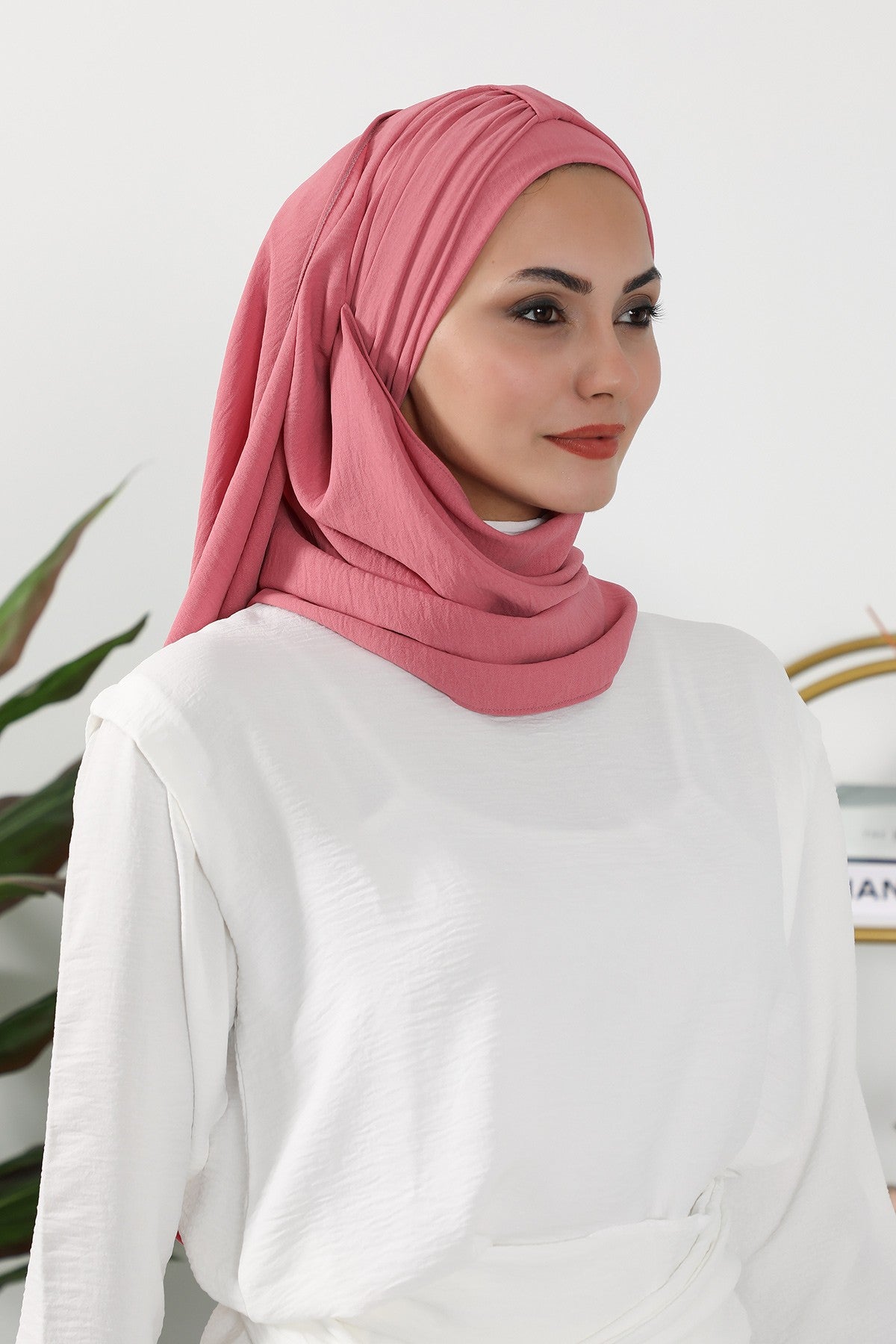 Practical Stylish Aerobin Shawl for Women, Effortless Aerobin Instant Shawl, Breathable Pleated Women Shawl Headscarf Lightweight,CPS-91 Dark Pink