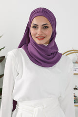 Practical Stylish Aerobin Shawl for Women, Effortless Aerobin Instant Shawl, Breathable Pleated Women Shawl Headscarf Lightweight,CPS-91 Purple 2