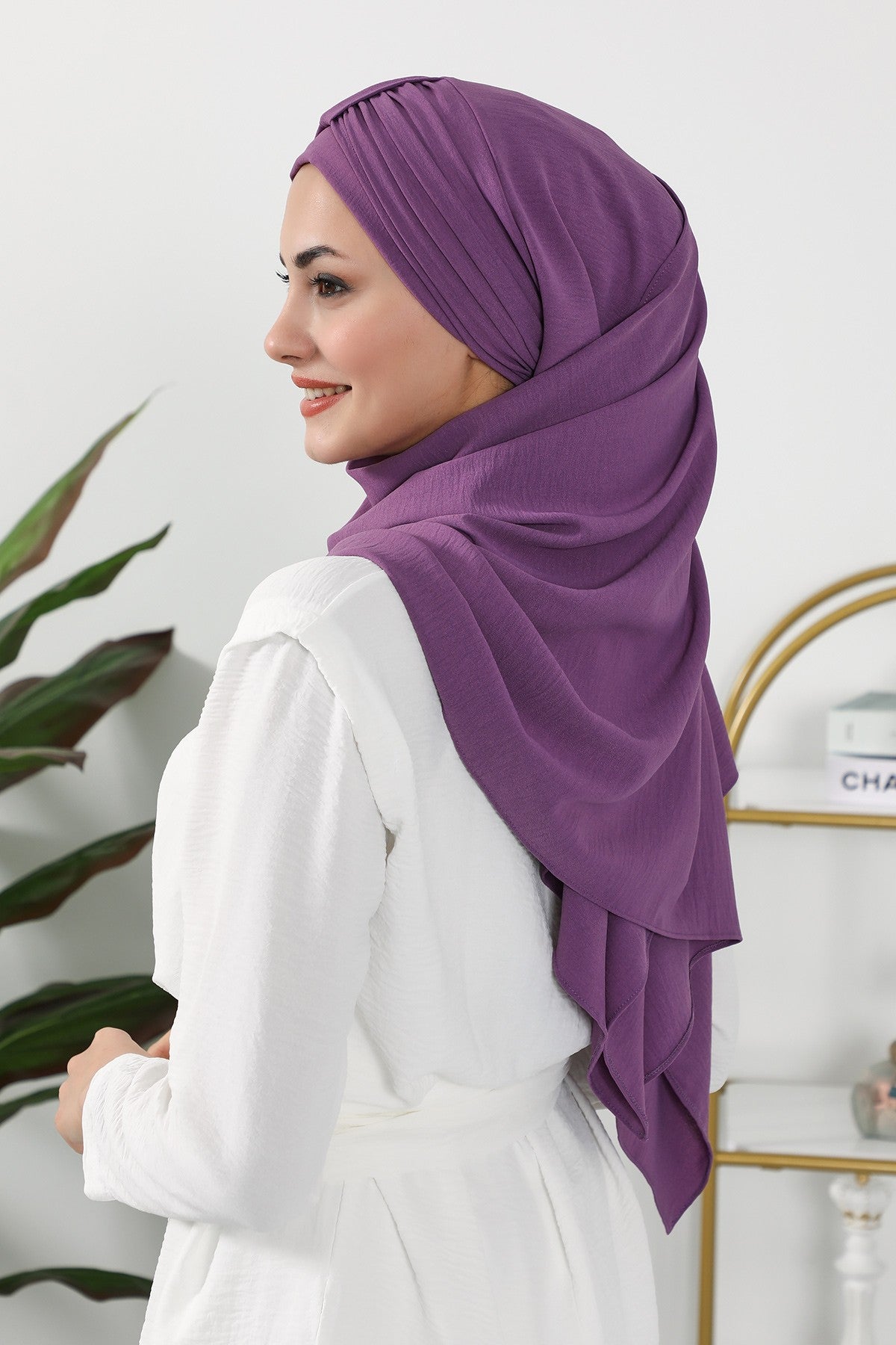 Practical Stylish Aerobin Shawl for Women, Effortless Aerobin Instant Shawl, Breathable Pleated Women Shawl Headscarf Lightweight,CPS-91 Purple 2