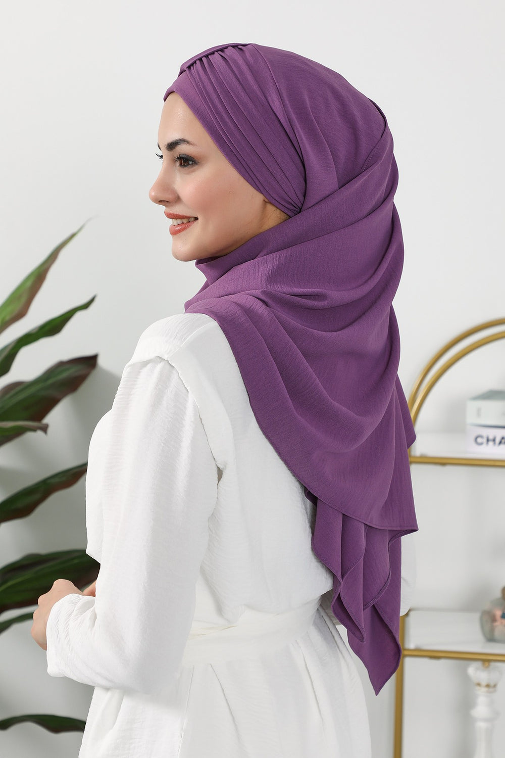 Practical Stylish Aerobin Shawl for Women, Effortless Aerobin Instant Shawl, Breathable Pleated Women Shawl Headscarf Lightweight,CPS-91 Purple 2