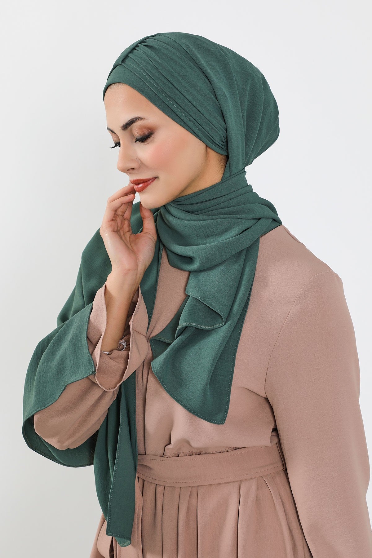 Practical Stylish Aerobin Shawl for Women, Effortless Aerobin Instant Shawl, Breathable Pleated Women Shawl Headscarf Lightweight,CPS-91 Light Green