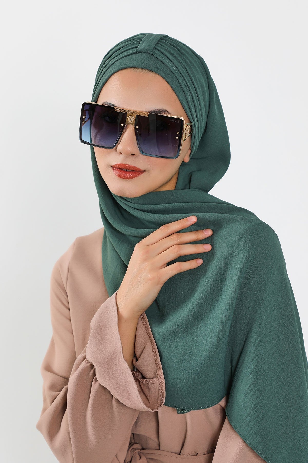 Practical Stylish Aerobin Shawl for Women, Effortless Aerobin Instant Shawl, Breathable Pleated Women Shawl Headscarf Lightweight,CPS-91 Light Green