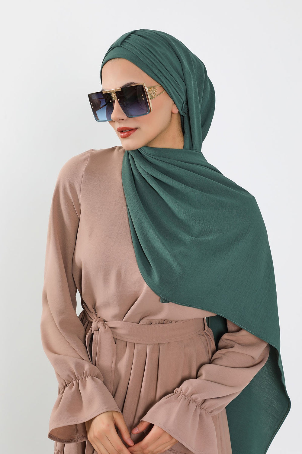 Practical Stylish Aerobin Shawl for Women, Effortless Aerobin Instant Shawl, Breathable Pleated Women Shawl Headscarf Lightweight,CPS-91 Light Green