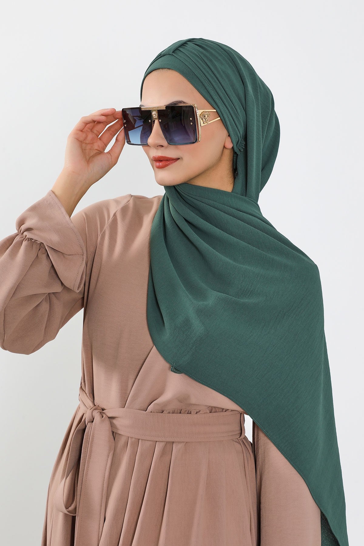 Practical Stylish Aerobin Shawl for Women, Effortless Aerobin Instant Shawl, Breathable Pleated Women Shawl Headscarf Lightweight,CPS-91 Light Green