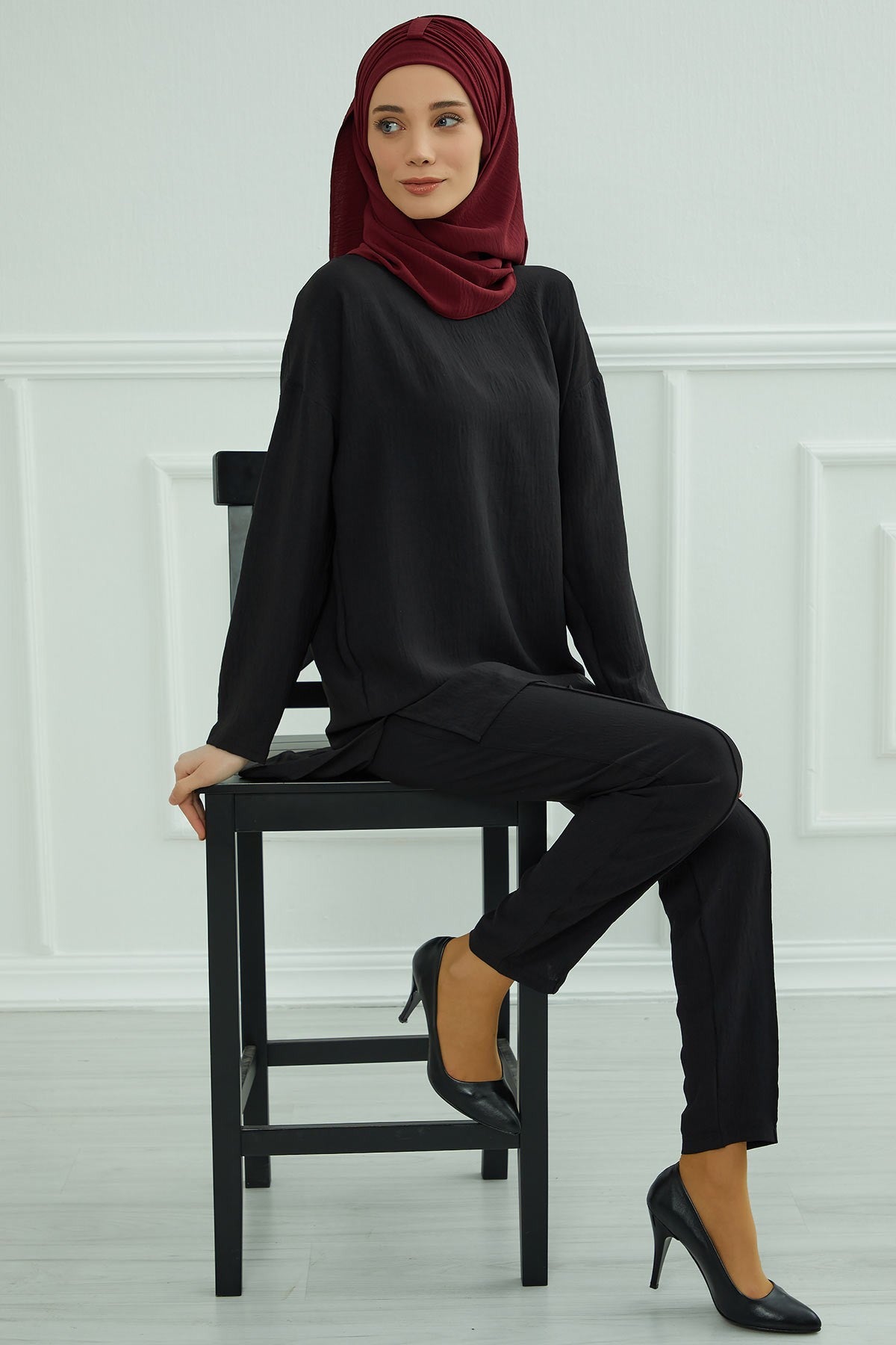 Practical Stylish Aerobin Shawl for Women, Effortless Aerobin Instant Shawl, Breathable Pleated Women Shawl Headscarf Lightweight,CPS-91 Maroon
