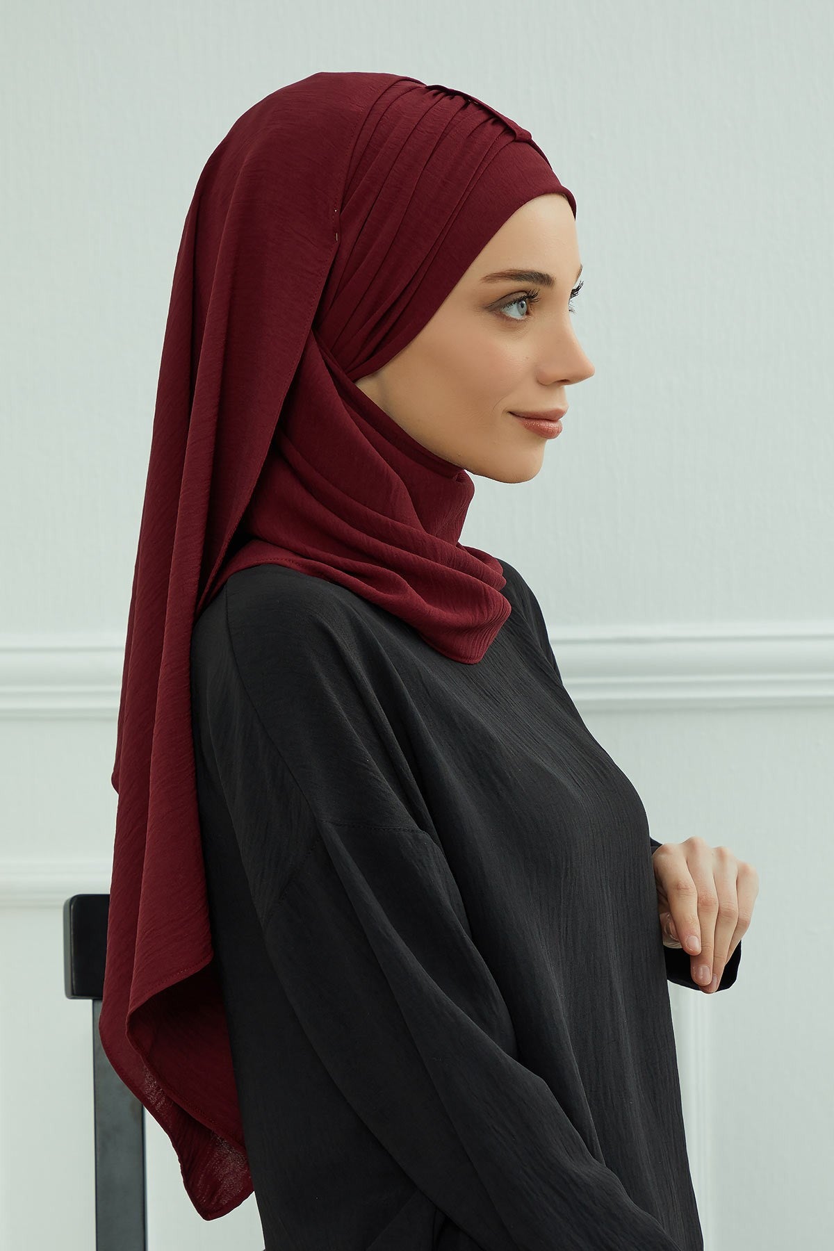 Practical Stylish Aerobin Shawl for Women, Effortless Aerobin Instant Shawl, Breathable Pleated Women Shawl Headscarf Lightweight,CPS-91 Maroon