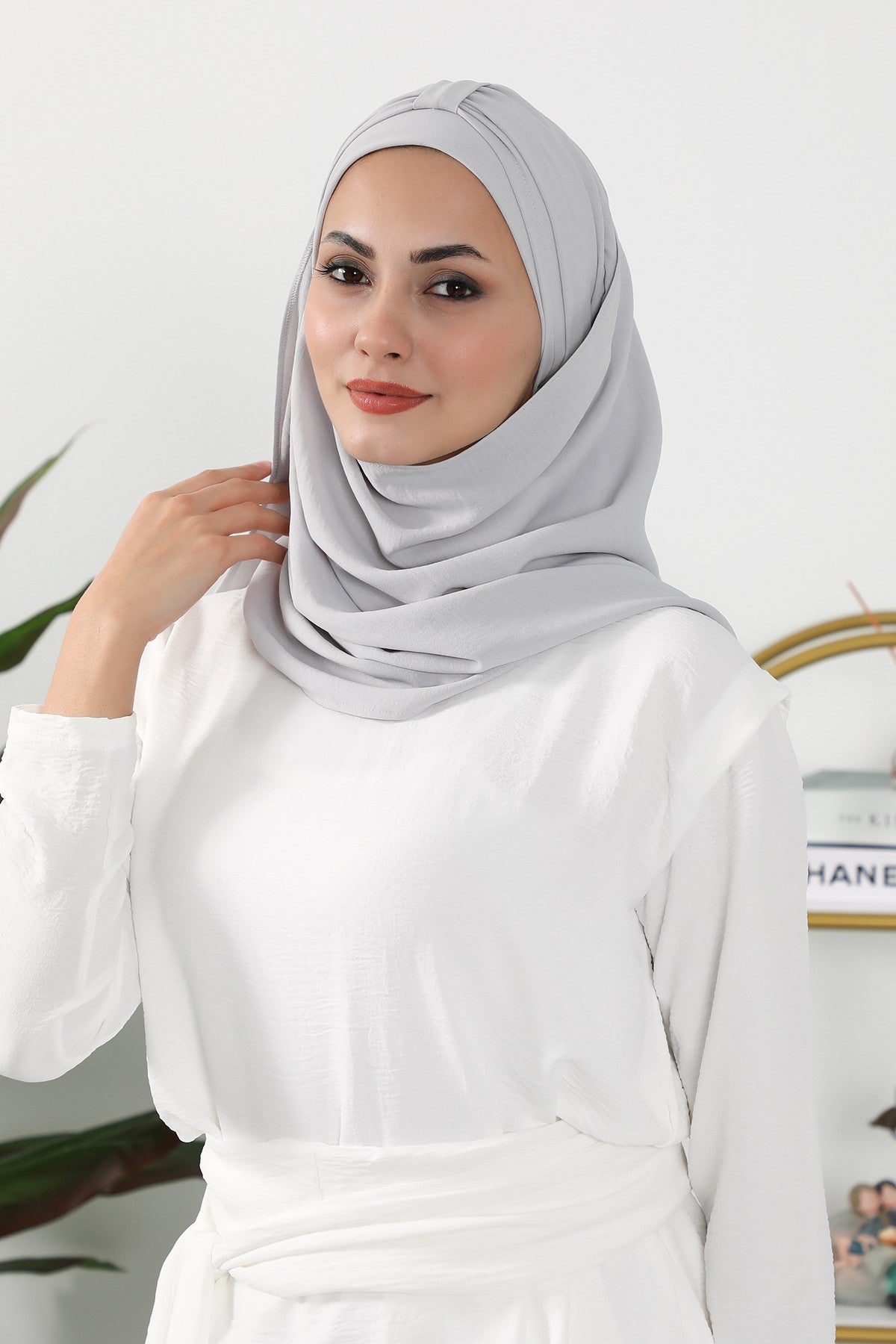 Practical Stylish Aerobin Shawl for Women, Effortless Aerobin Instant Shawl, Breathable Pleated Women Shawl Headscarf Lightweight,CPS-91 Light Grey
