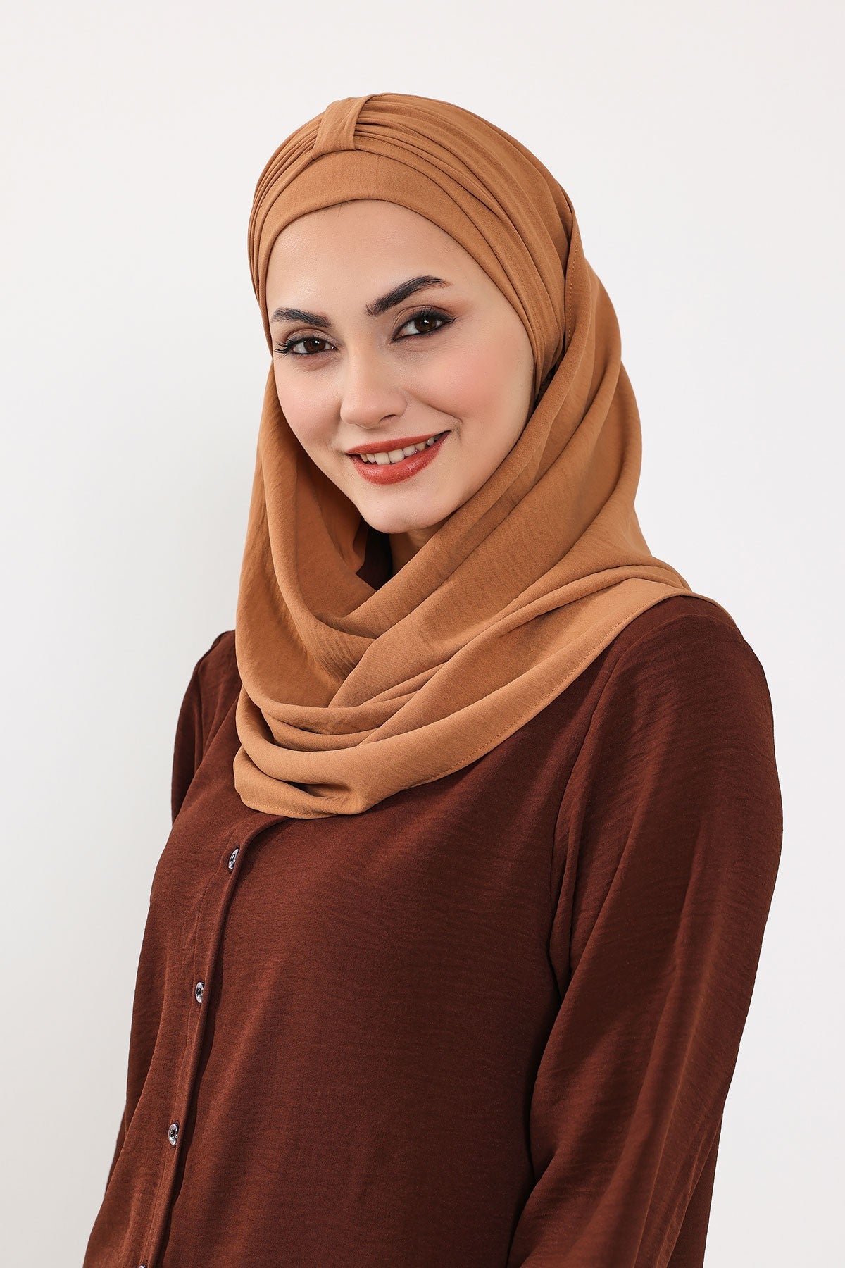 Practical Stylish Aerobin Shawl for Women, Effortless Aerobin Instant Shawl, Breathable Pleated Women Shawl Headscarf Lightweight,CPS-91 Camel