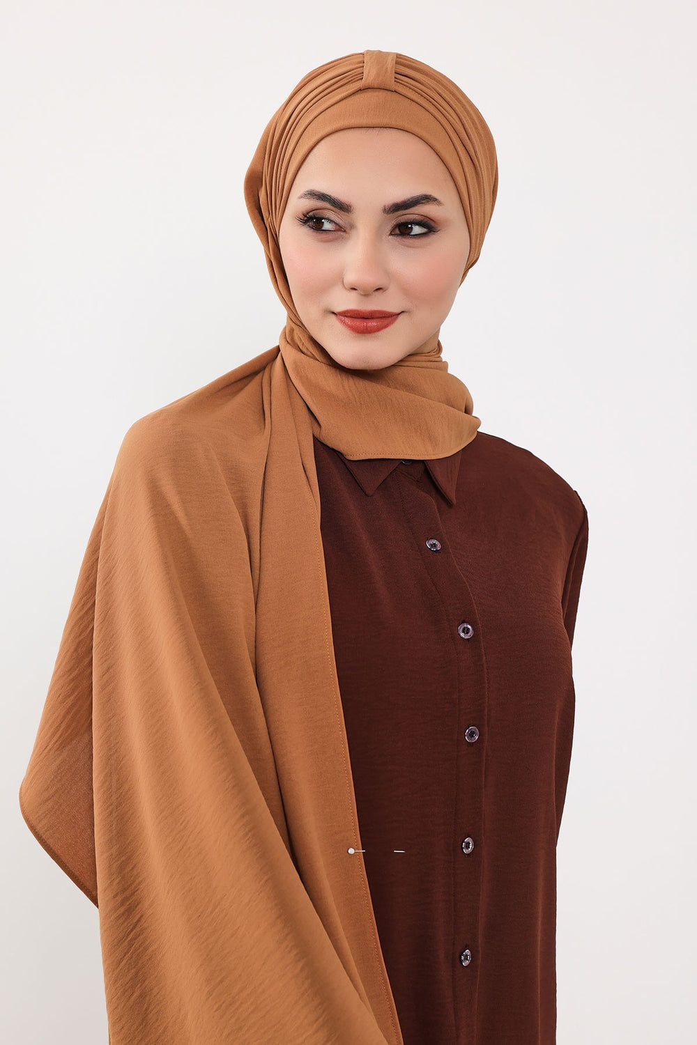 Practical Stylish Aerobin Shawl for Women, Effortless Aerobin Instant Shawl, Breathable Pleated Women Shawl Headscarf Lightweight,CPS-91 Camel