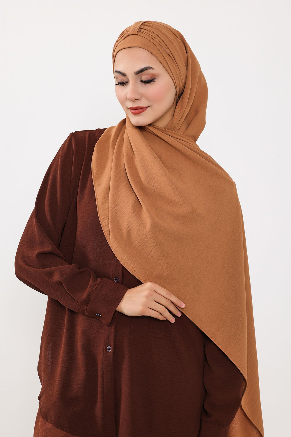 Practical Stylish Aerobin Shawl for Women, Effortless Aerobin Instant Shawl, Breathable Pleated Women Shawl Headscarf Lightweight,CPS-91 Camel