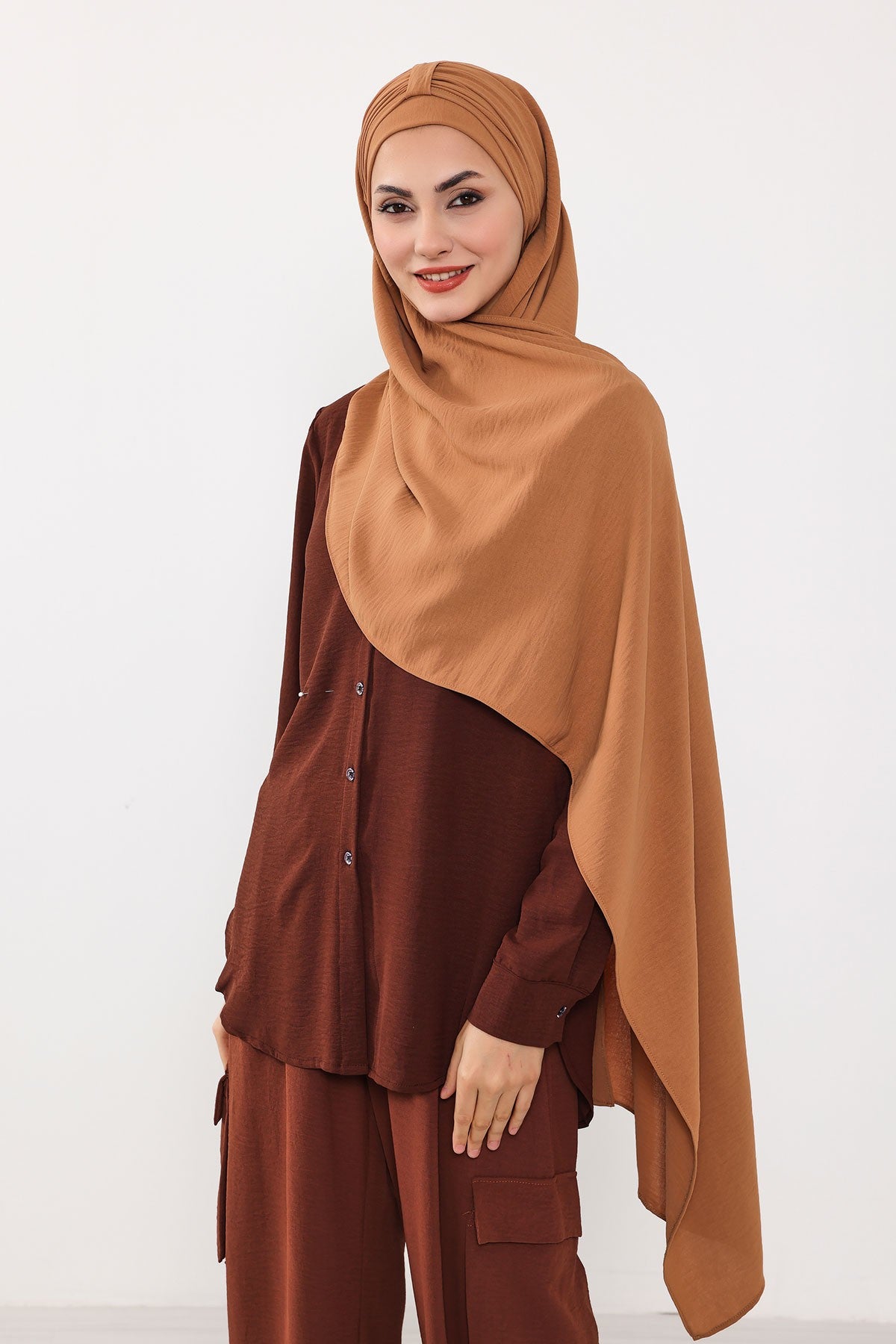 Practical Stylish Aerobin Shawl for Women, Effortless Aerobin Instant Shawl, Breathable Pleated Women Shawl Headscarf Lightweight,CPS-91 Camel