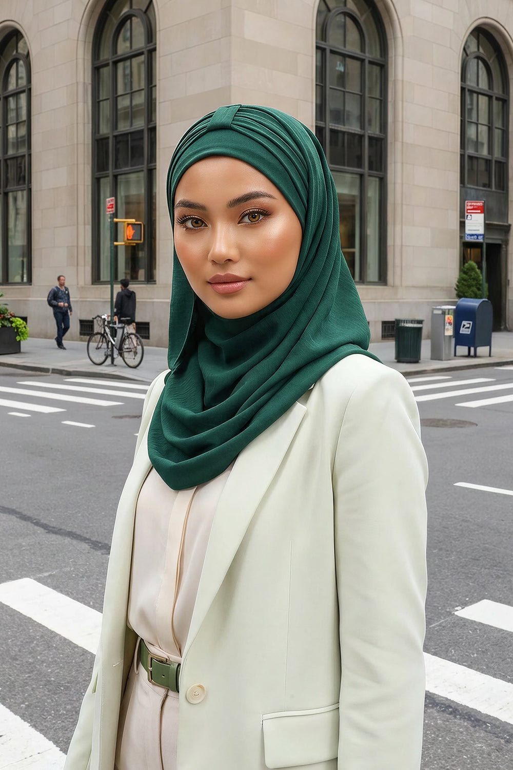 Practical Stylish Aerobin Shawl for Women, Effortless Aerobin Instant Shawl, Breathable Pleated Women Shawl Headscarf Lightweight,CPS-91 Dark Green