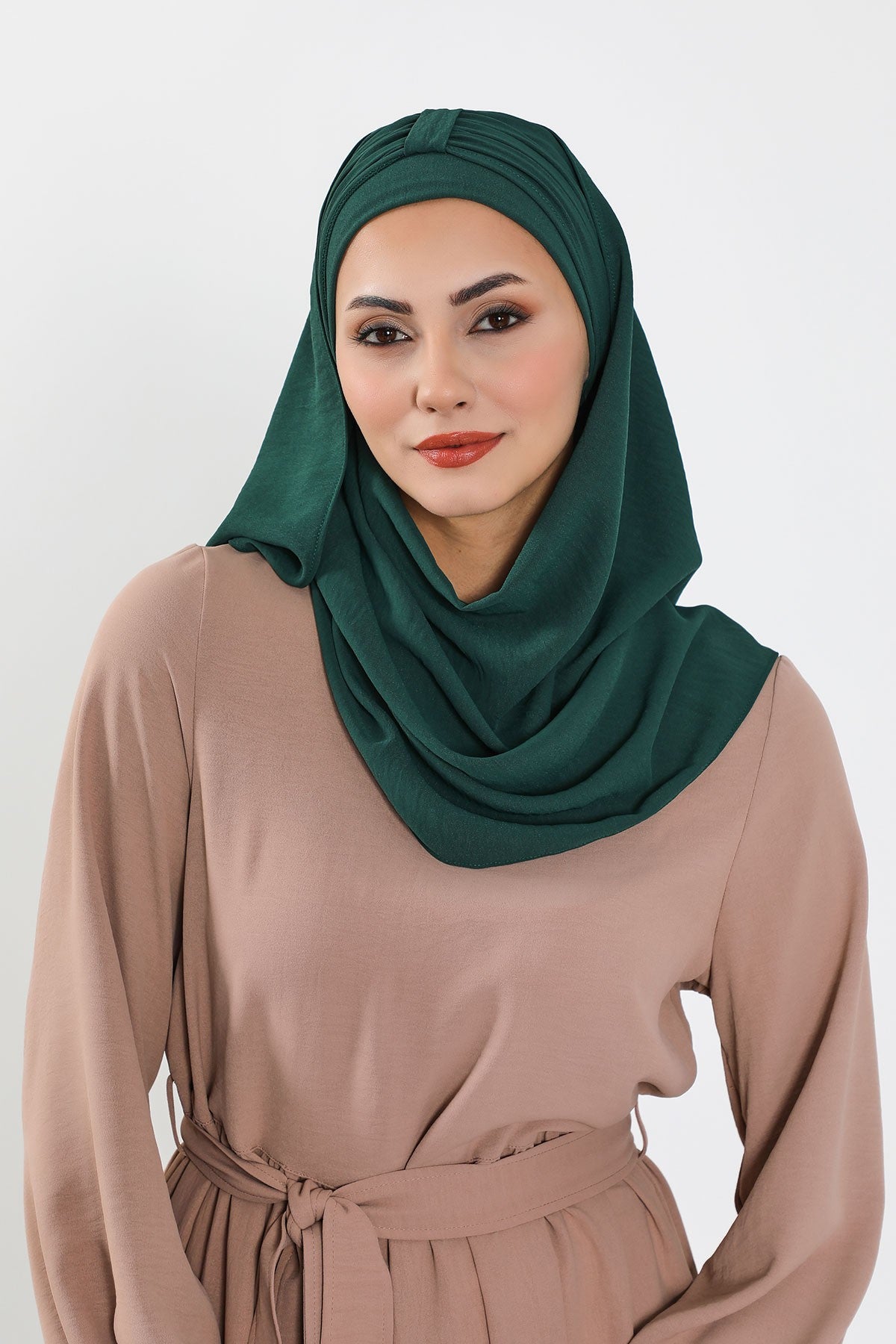 Practical Stylish Aerobin Shawl for Women, Effortless Aerobin Instant Shawl, Breathable Pleated Women Shawl Headscarf Lightweight,CPS-91 Dark Green