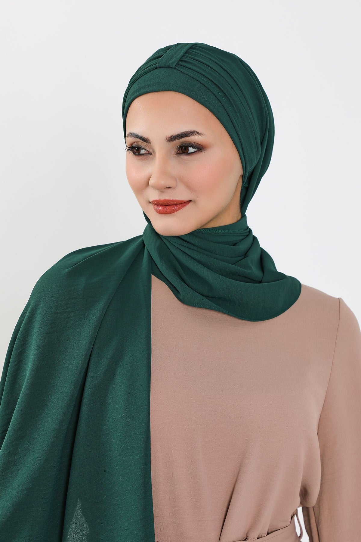 Practical Stylish Aerobin Shawl for Women, Effortless Aerobin Instant Shawl, Breathable Pleated Women Shawl Headscarf Lightweight,CPS-91 Dark Green