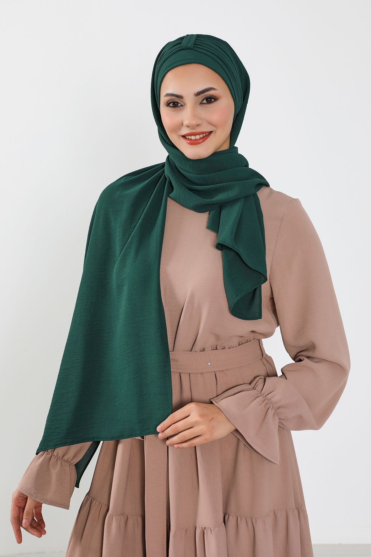 Practical Stylish Aerobin Shawl for Women, Effortless Aerobin Instant Shawl, Breathable Pleated Women Shawl Headscarf Lightweight,CPS-91 Dark Green