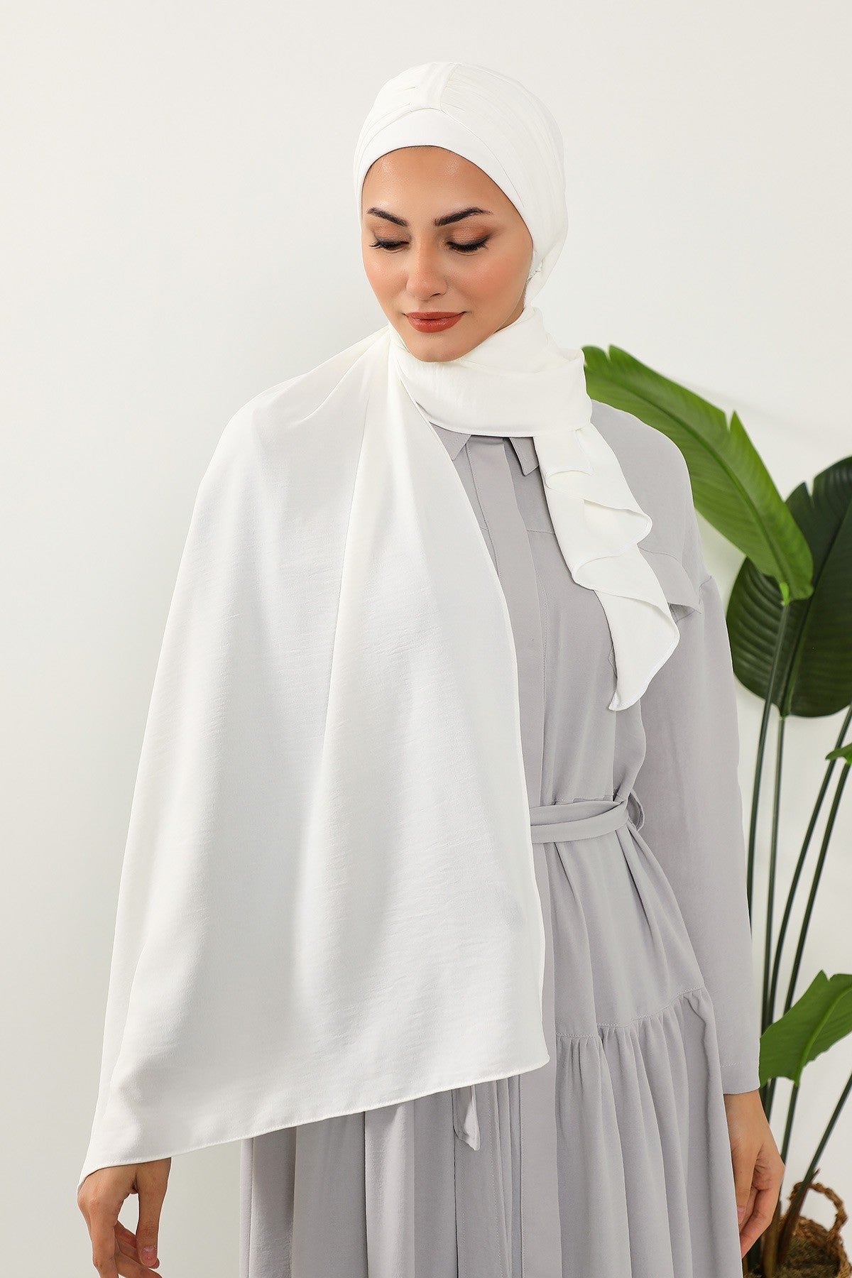 Practical Stylish Aerobin Shawl for Women, Effortless Aerobin Instant Shawl, Breathable Pleated Women Shawl Headscarf Lightweight,CPS-91 Ecru