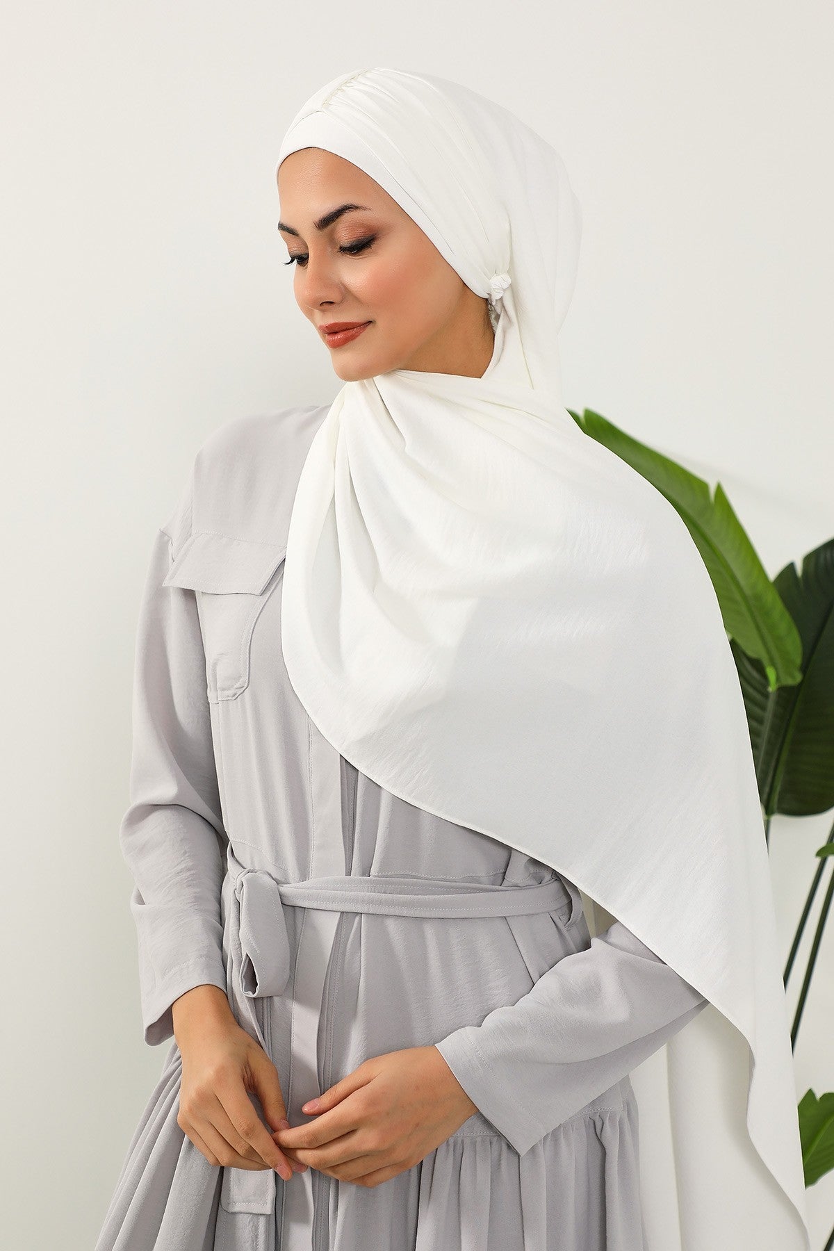 Practical Stylish Aerobin Shawl for Women, Effortless Aerobin Instant Shawl, Breathable Pleated Women Shawl Headscarf Lightweight,CPS-91 Ecru